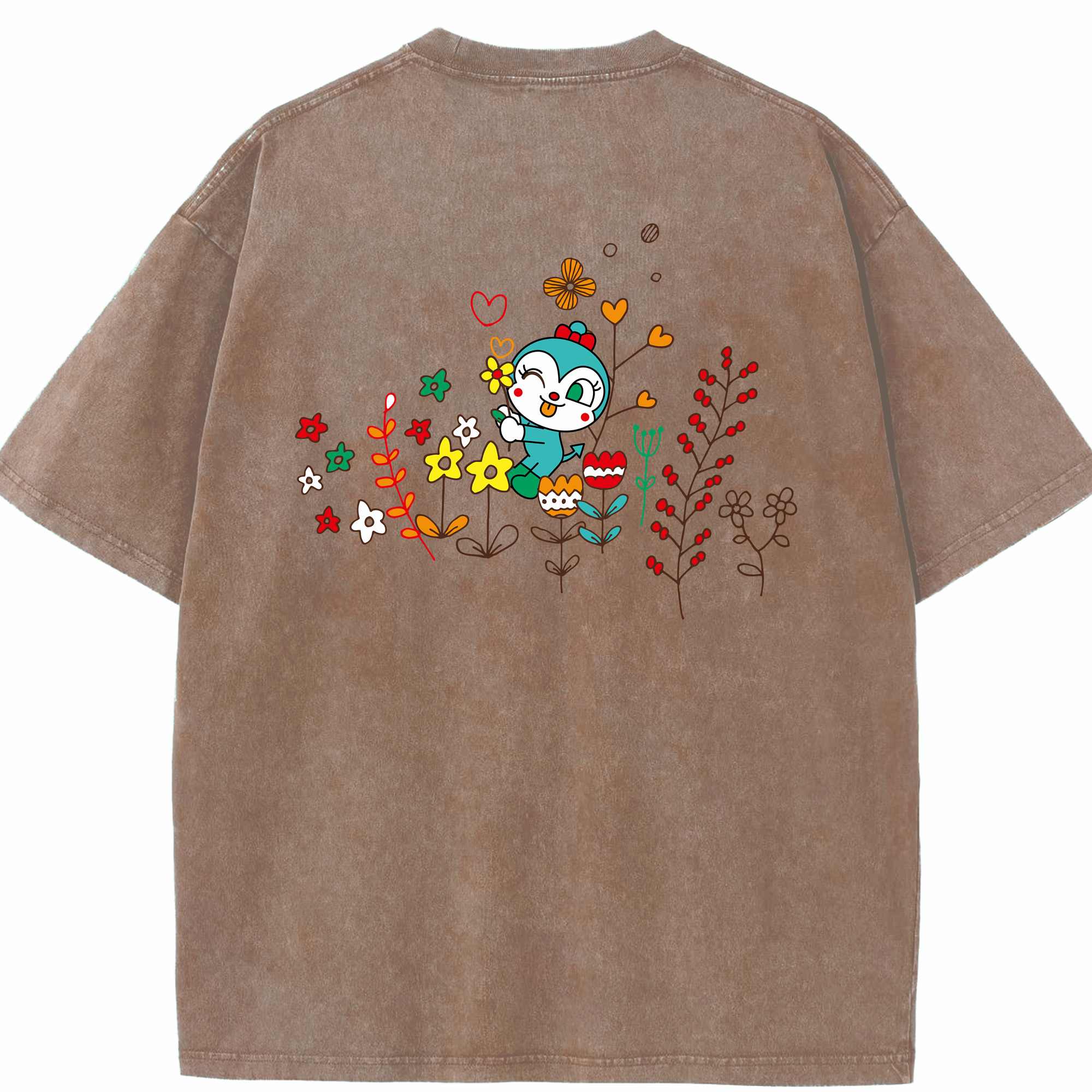 （画像用） アンパンマン Anpanman 綿100% ヴィンテージ風 半袖Tシャツ（背面プリント）