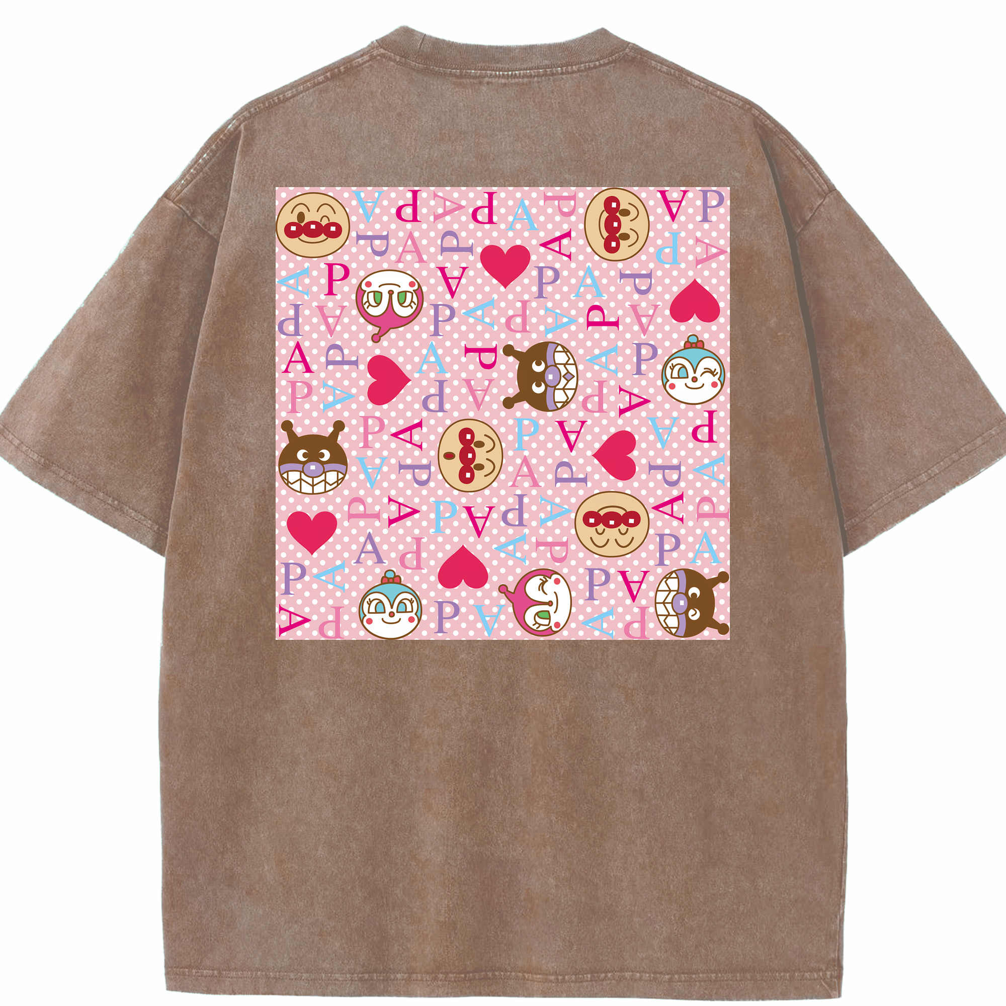 （画像用） アンパンマン Anpanman 綿100% ヴィンテージ風 半袖Tシャツ（背面プリント）