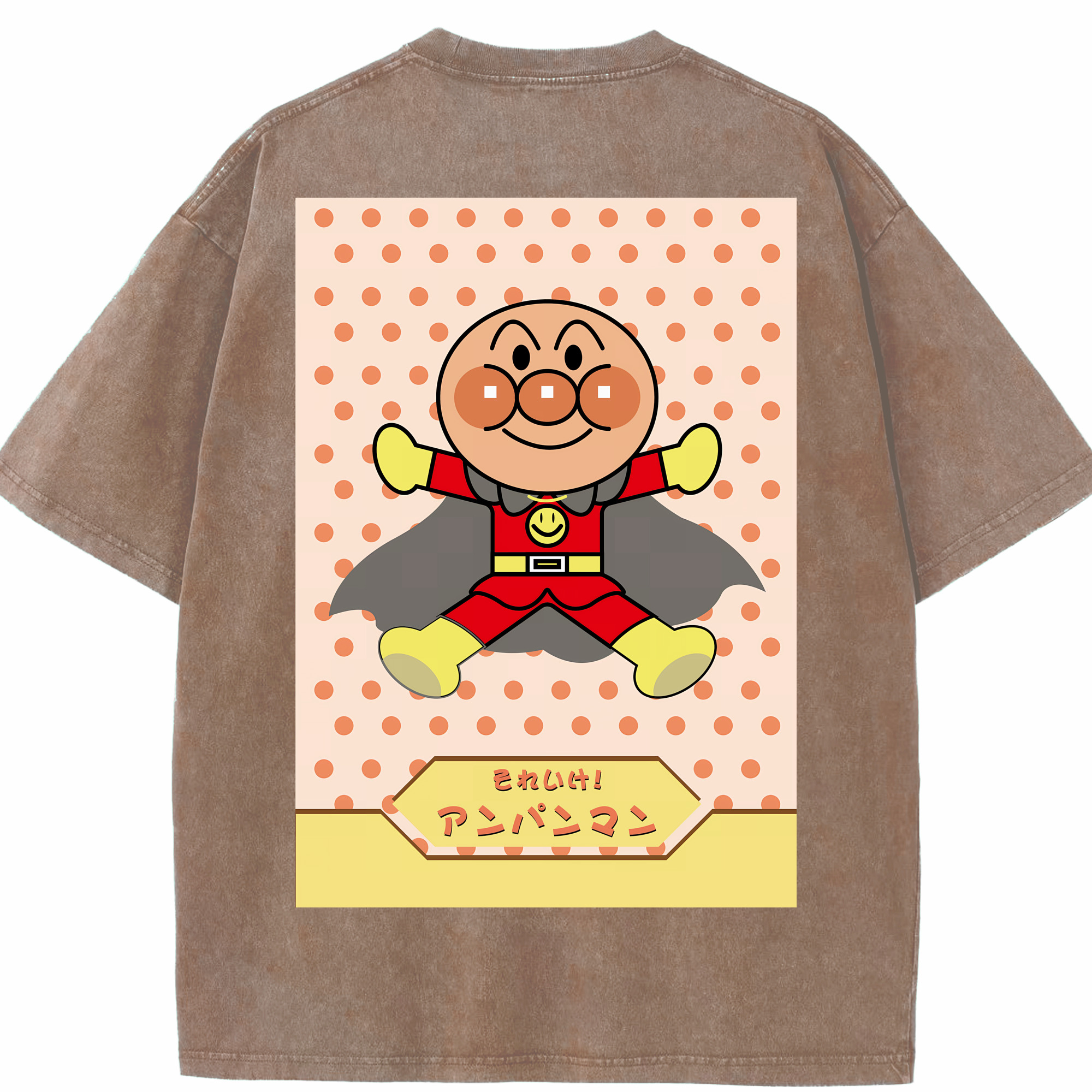 （画像用） アンパンマン Anpanman 綿100% ヴィンテージ風 半袖Tシャツ（背面プリント）