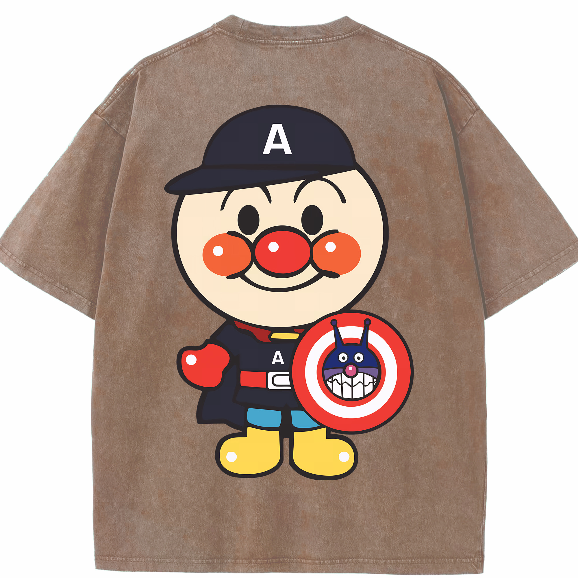 （画像用） アンパンマン Anpanman 綿100% ヴィンテージ風 半袖Tシャツ（背面プリント）