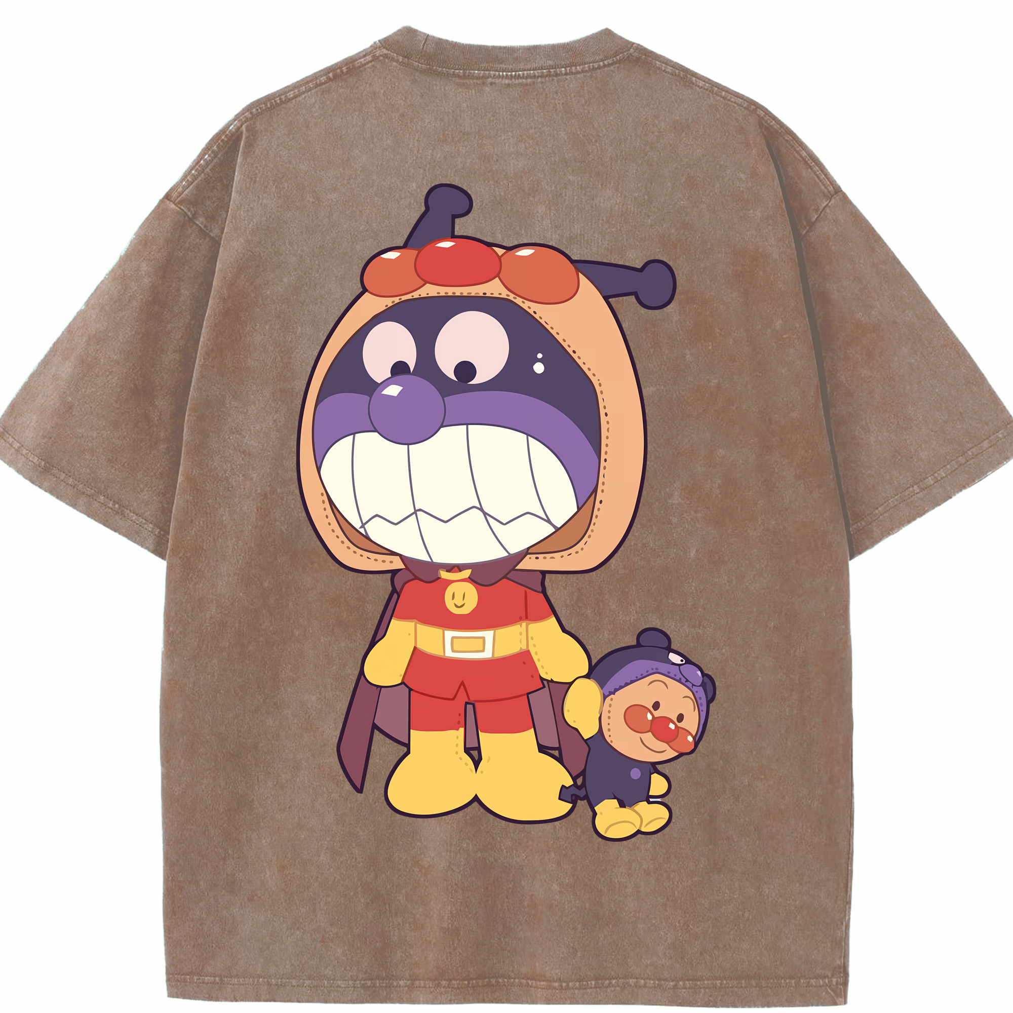 （画像用） アンパンマン Anpanman 綿100% ヴィンテージ風 半袖Tシャツ（背面プリント）