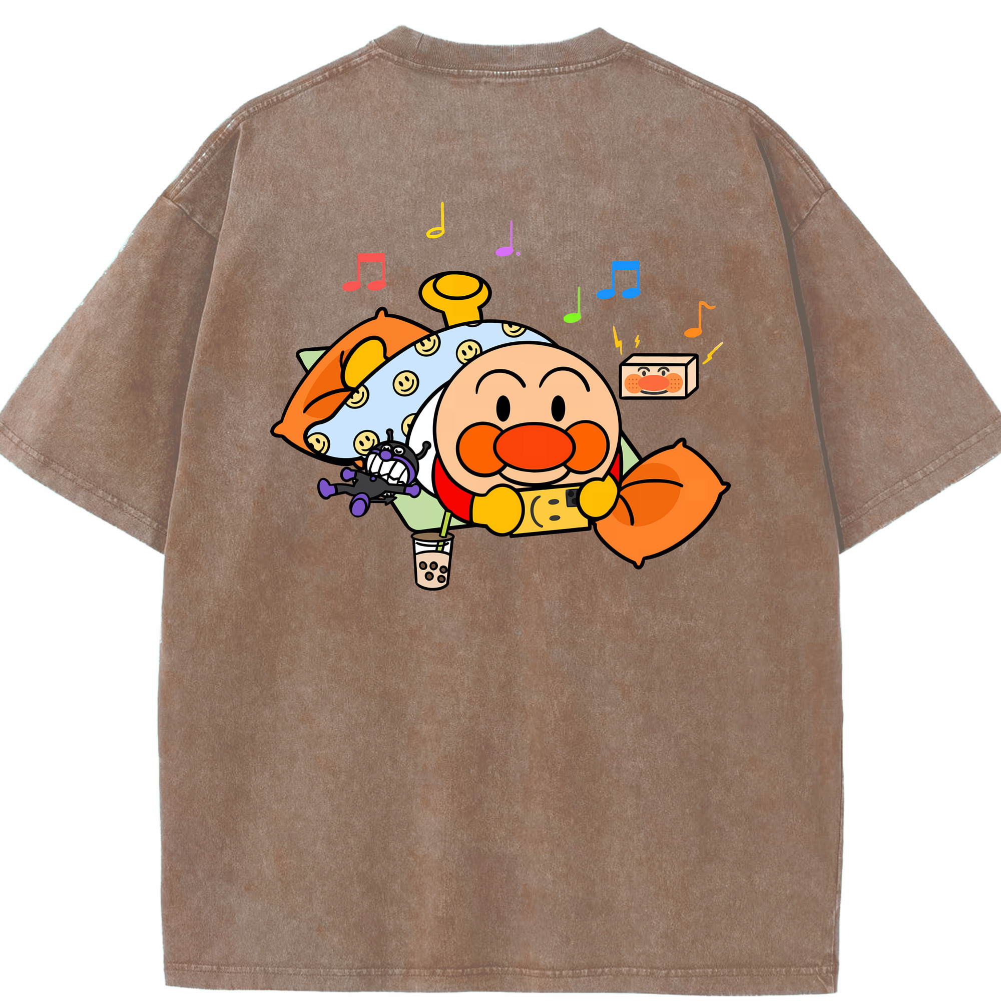 （画像用） アンパンマン Anpanman 綿100% ヴィンテージ風 半袖Tシャツ（背面プリント）