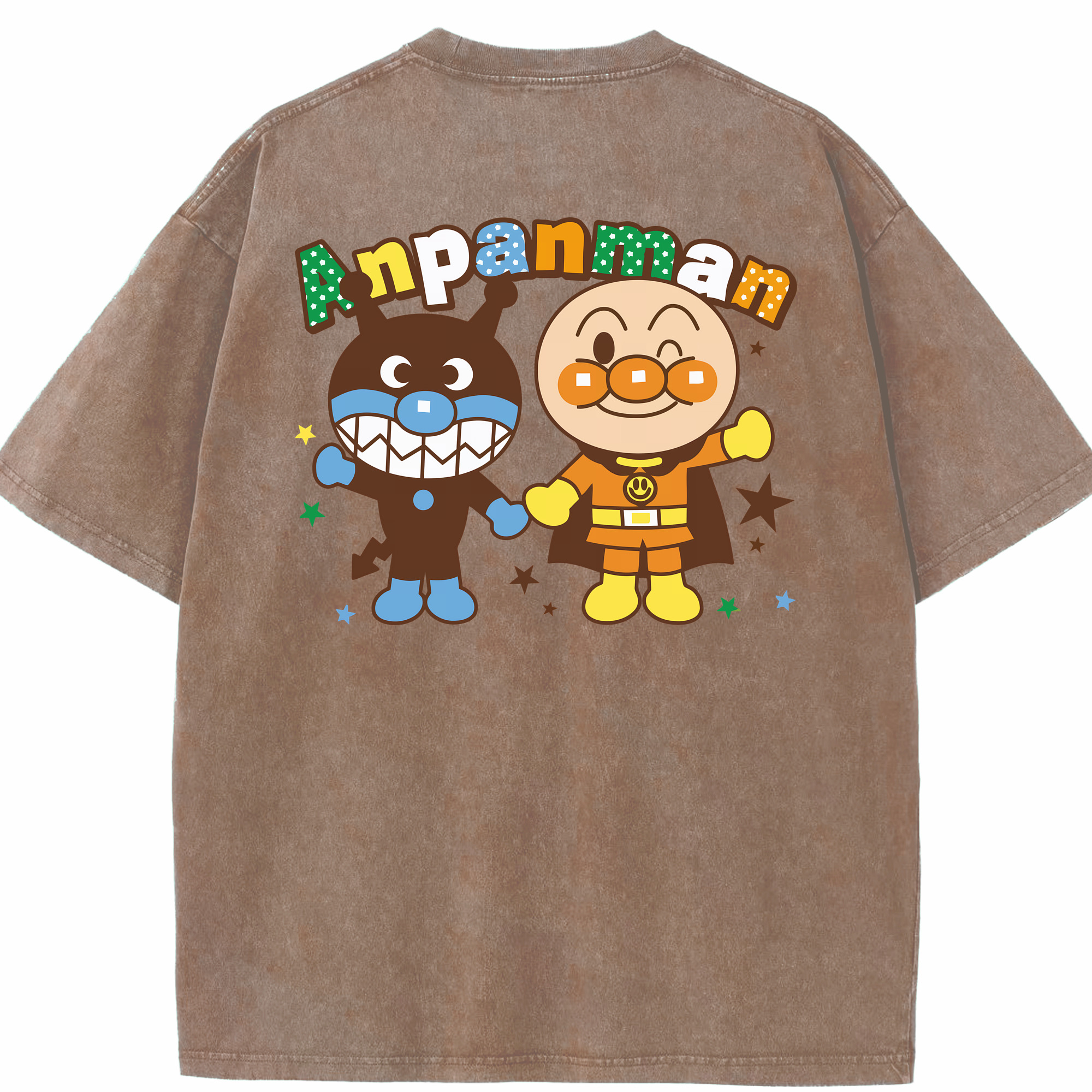（画像用） アンパンマン Anpanman 綿100% ヴィンテージ風 半袖Tシャツ（背面プリント）