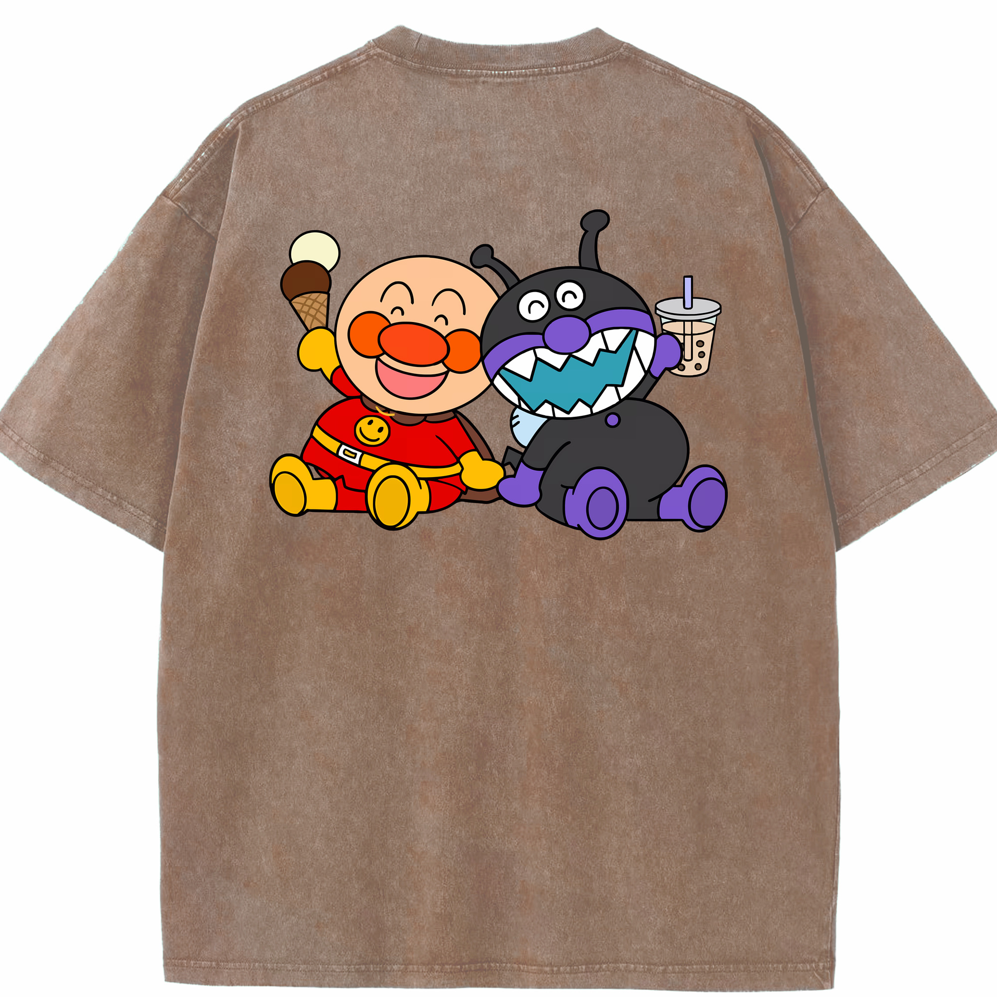 （画像用） アンパンマン Anpanman 綿100% ヴィンテージ風 半袖Tシャツ（背面プリント）