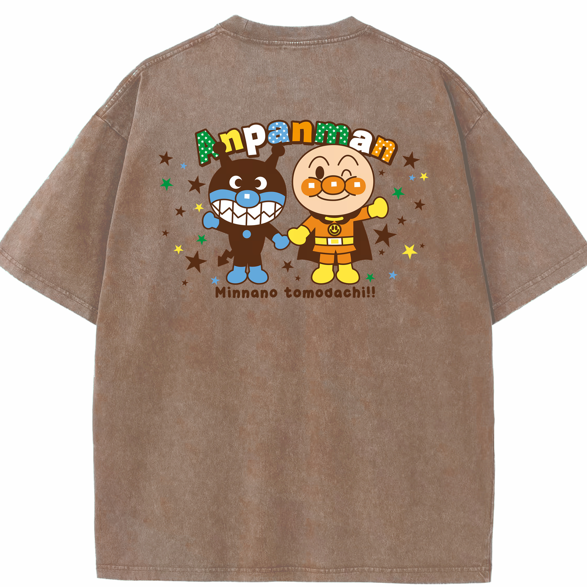 （画像用） アンパンマン Anpanman 綿100% ヴィンテージ風 半袖Tシャツ（背面プリント）