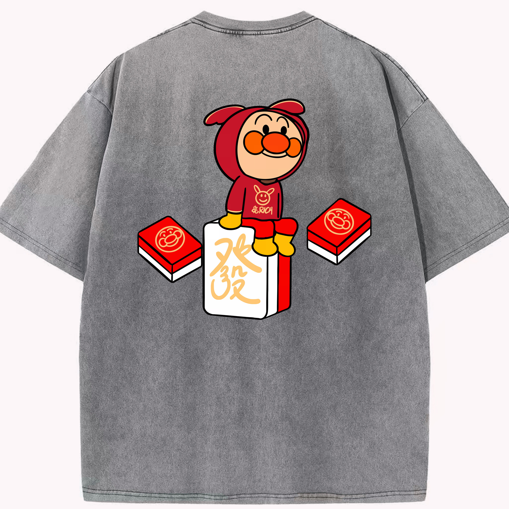 （画像用） アンパンマン Anpanman 綿100% ヴィンテージ風 半袖Tシャツ（背面プリント）