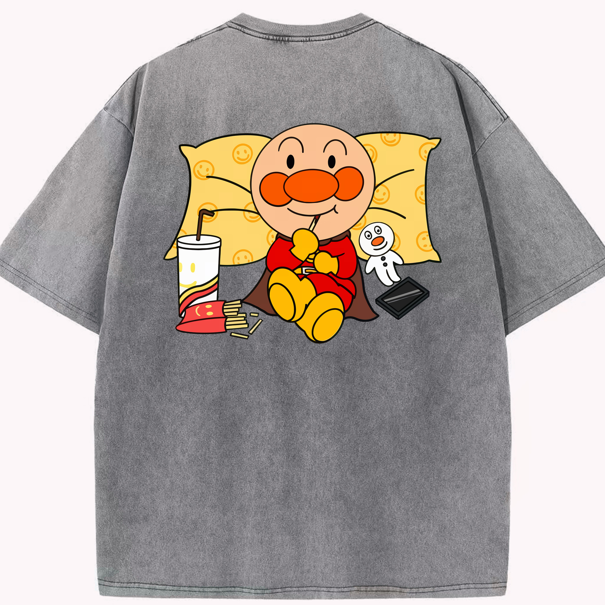 （画像用） アンパンマン Anpanman 綿100% ヴィンテージ風 半袖Tシャツ（背面プリント）