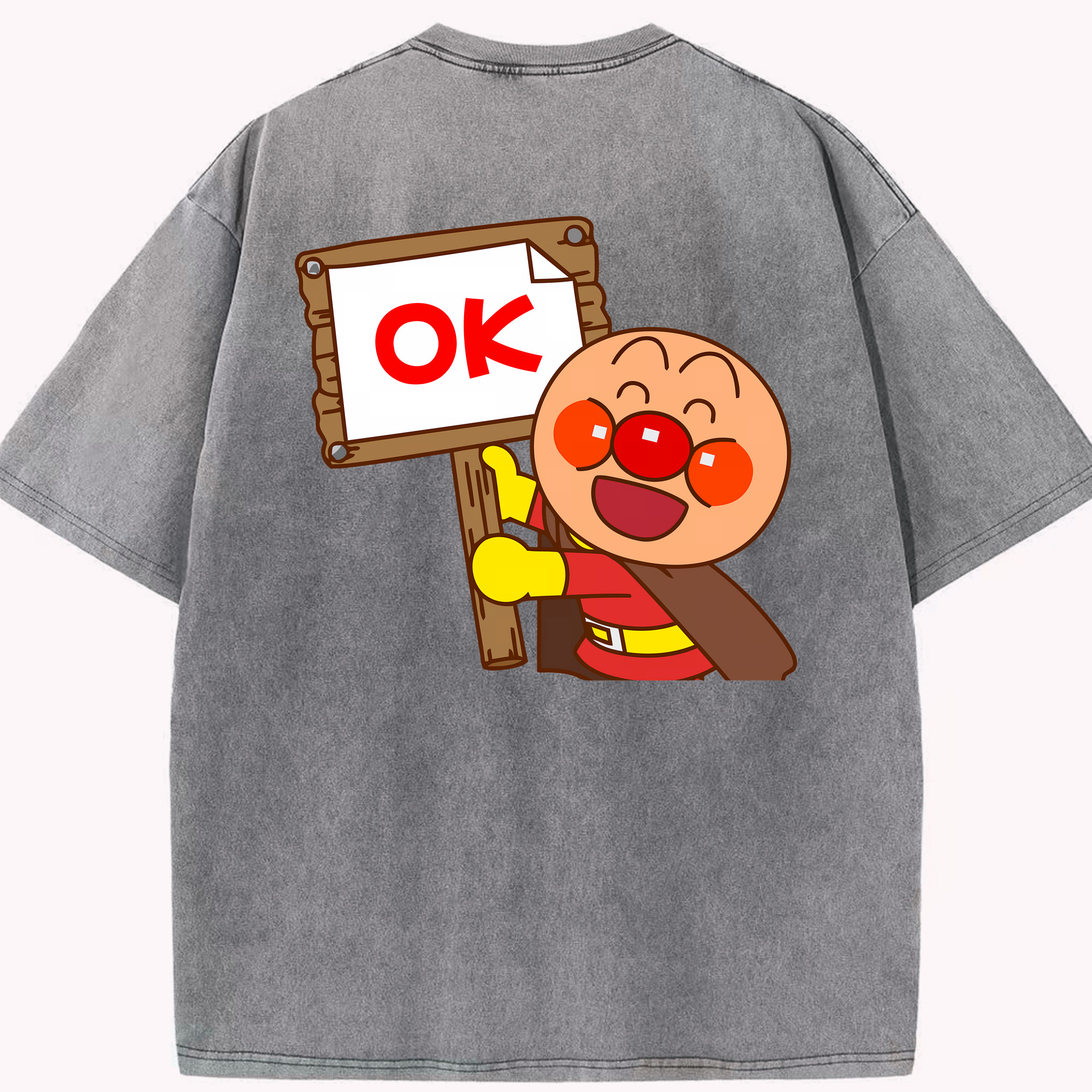（画像用） アンパンマン Anpanman 綿100% ヴィンテージ風 半袖Tシャツ（背面プリント）