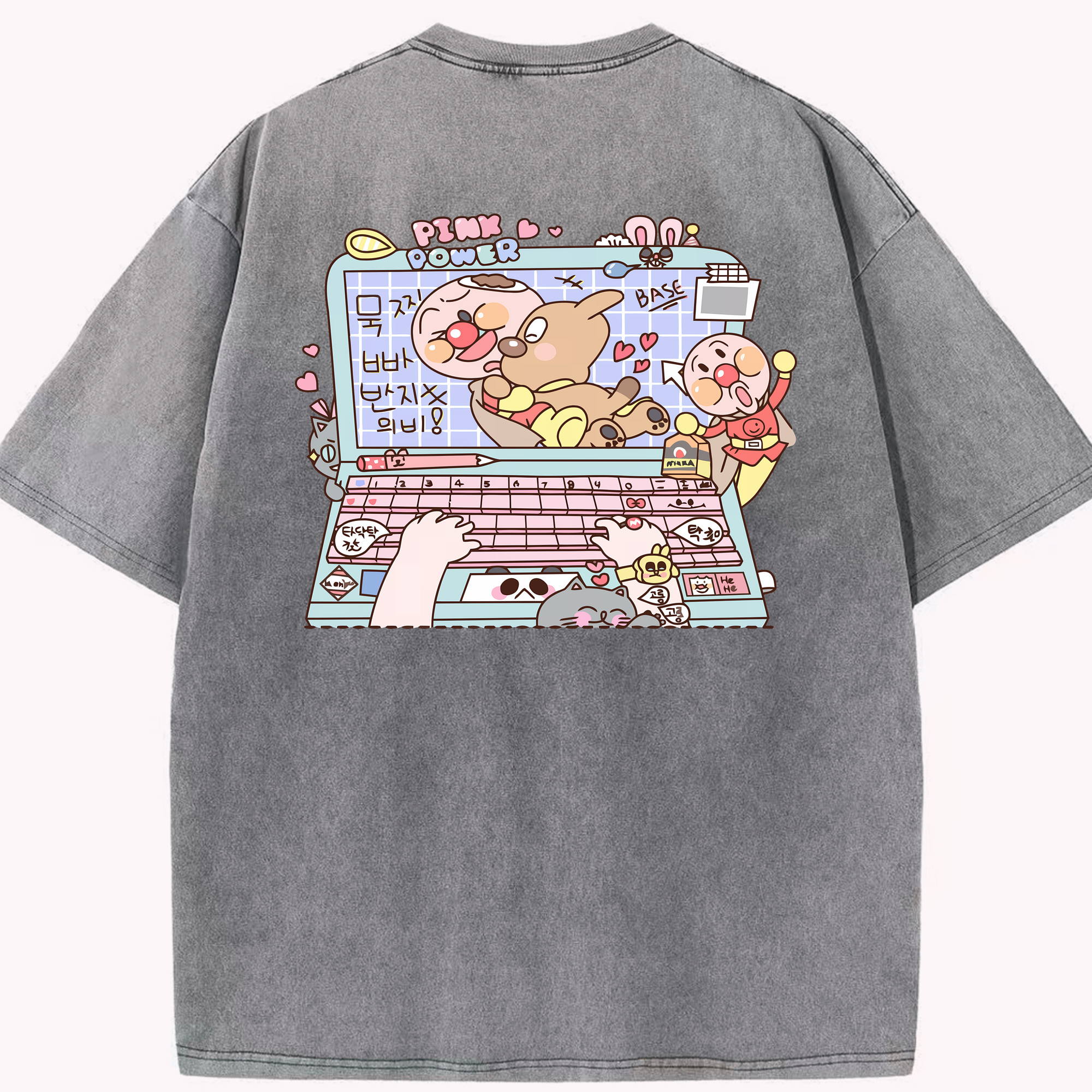 （画像用） アンパンマン Anpanman 綿100% ヴィンテージ風 半袖Tシャツ（背面プリント）