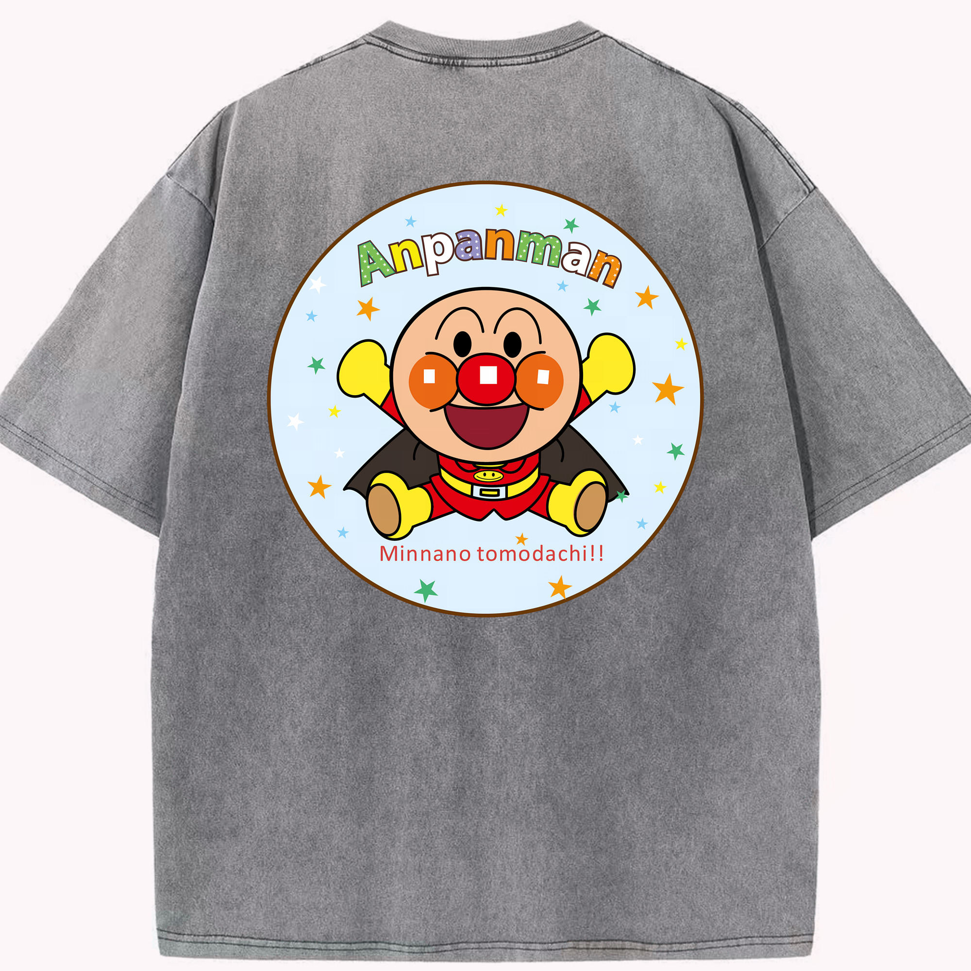 （画像用） アンパンマン Anpanman 綿100% ヴィンテージ風 半袖Tシャツ（背面プリント）
