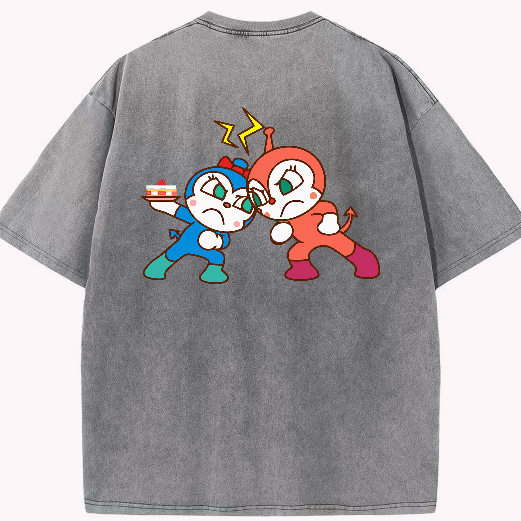 （画像用） アンパンマン Anpanman 綿100% ヴィンテージ風 半袖Tシャツ（背面プリント）