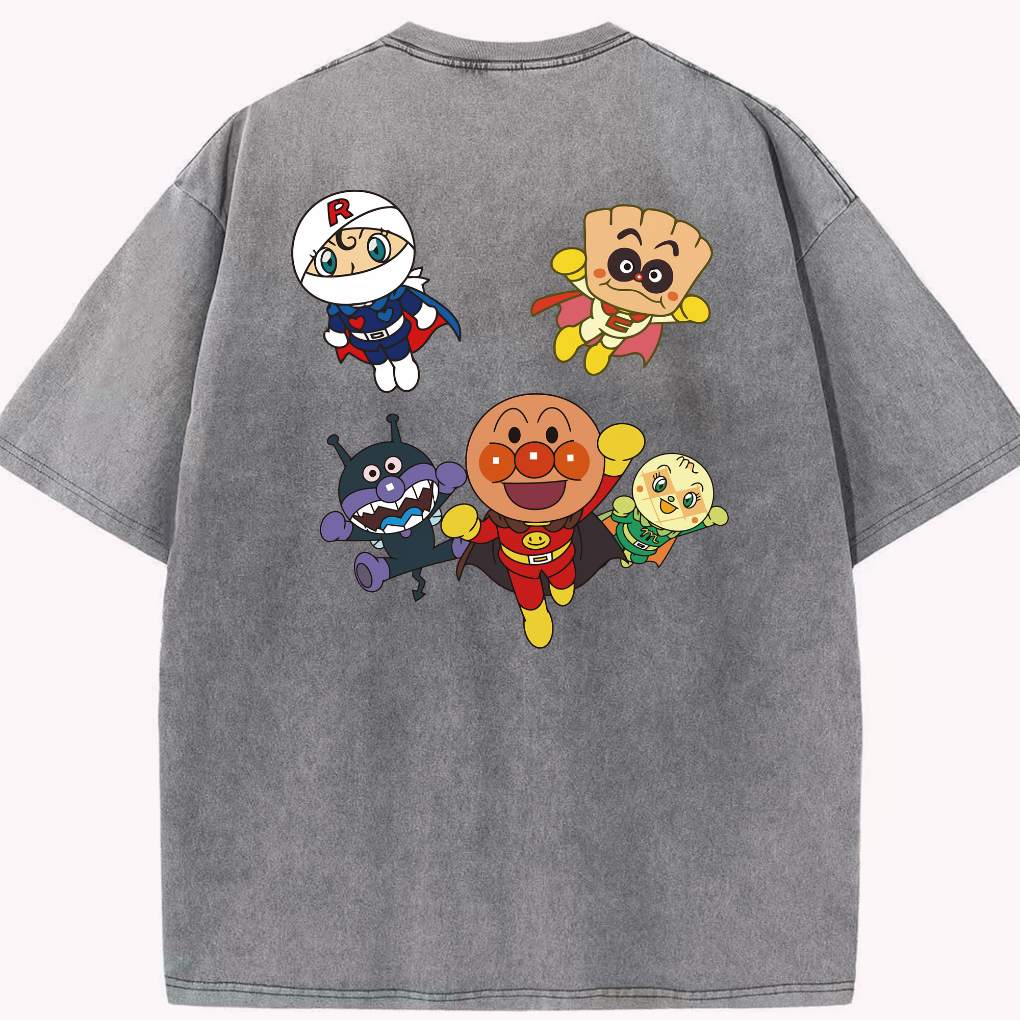 （画像用） アンパンマン Anpanman 綿100% ヴィンテージ風 半袖Tシャツ（背面プリント）