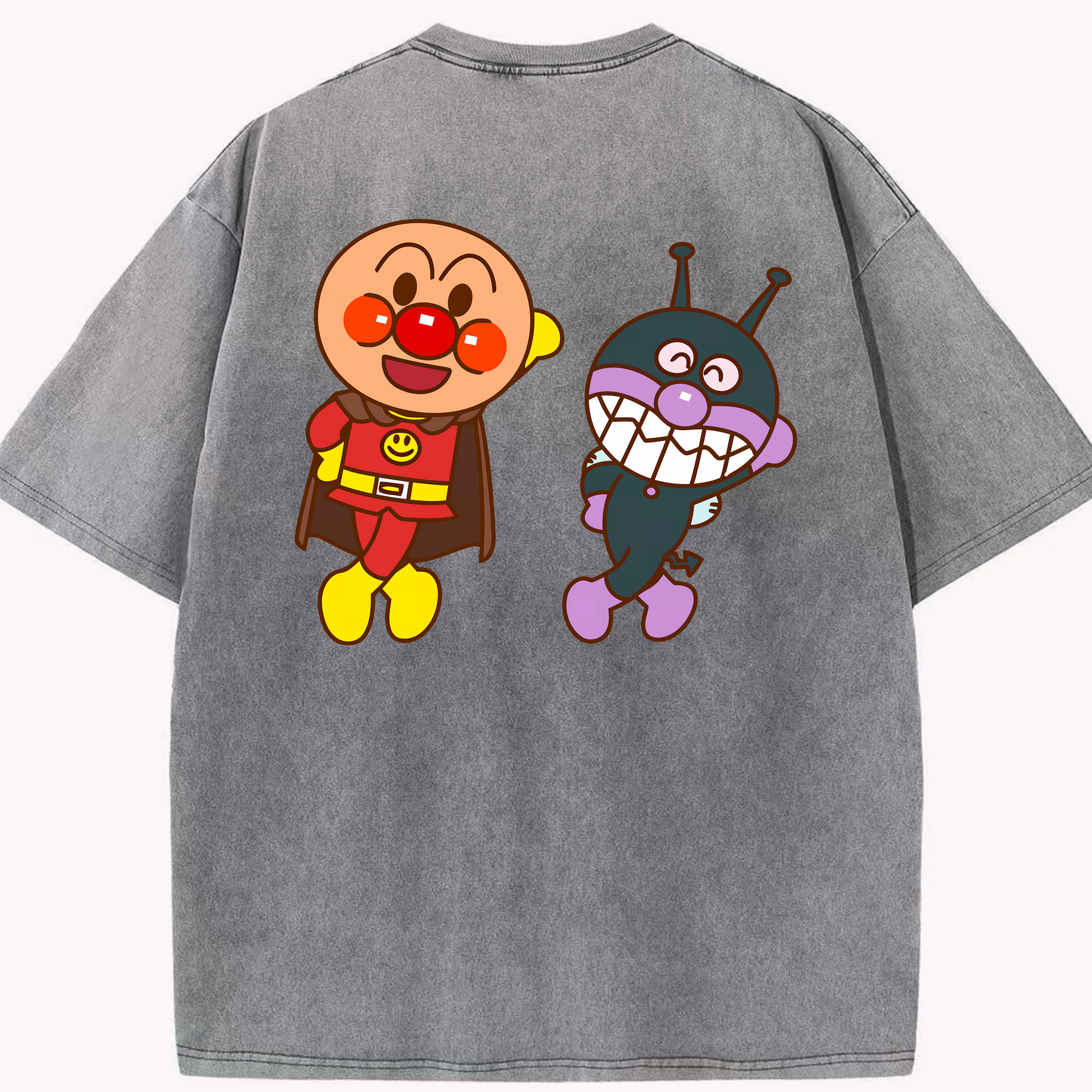 （画像用） アンパンマン Anpanman 綿100% ヴィンテージ風 半袖Tシャツ（背面プリント）