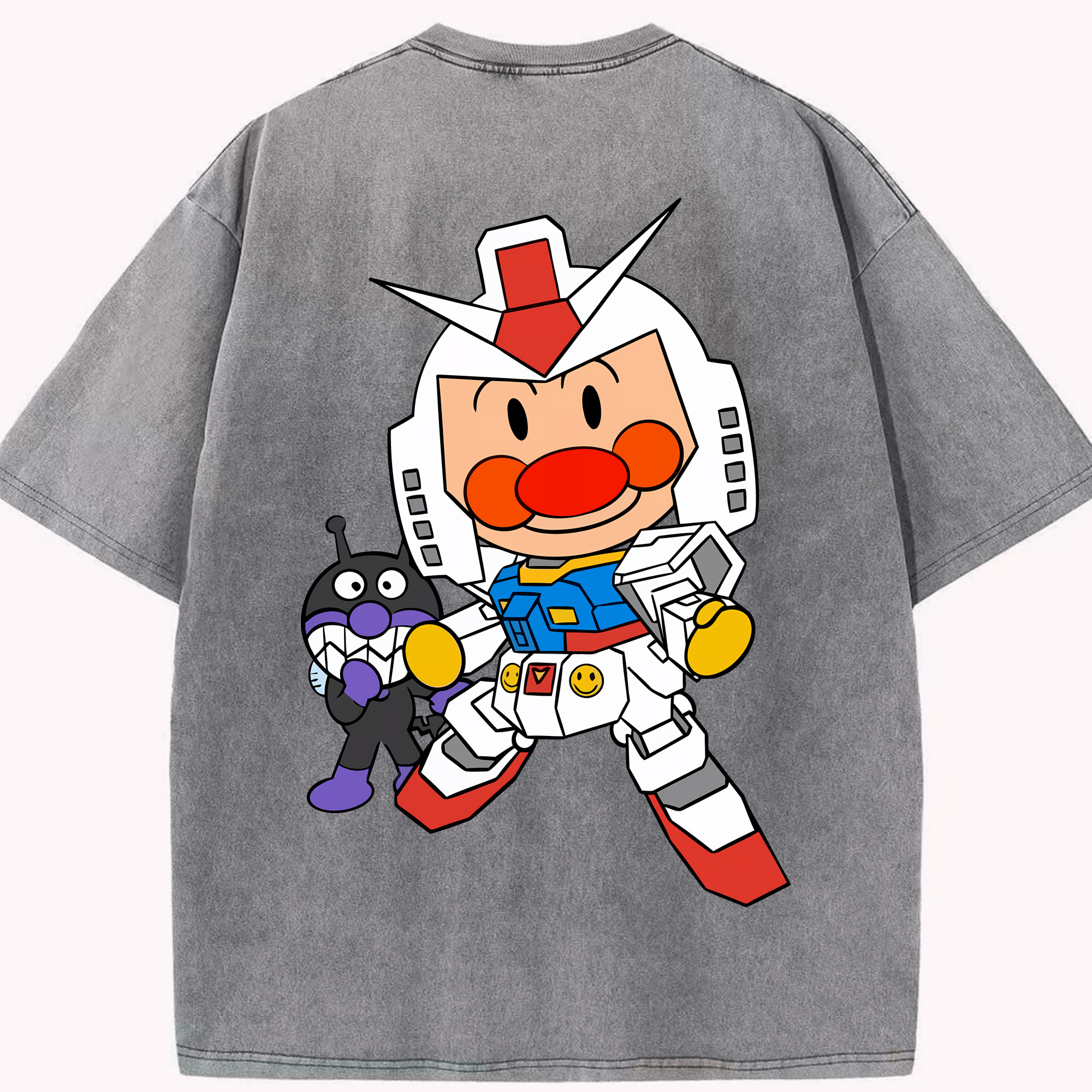 （画像用） アンパンマン Anpanman 綿100% ヴィンテージ風 半袖Tシャツ（背面プリント）
