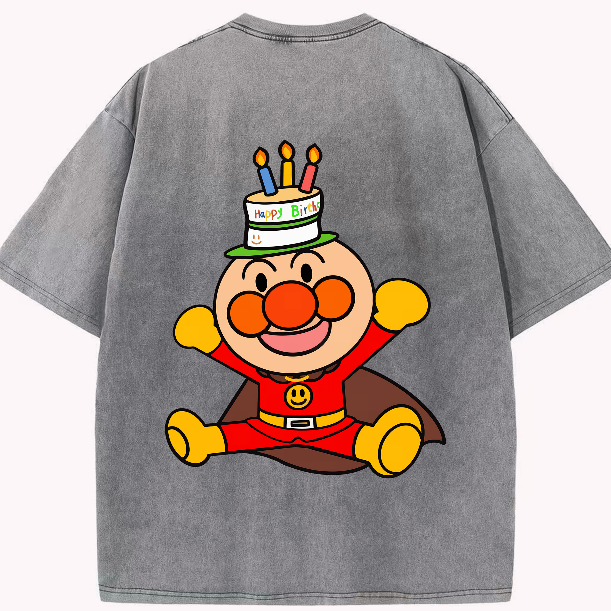 （画像用） アンパンマン Anpanman 綿100% ヴィンテージ風 半袖Tシャツ（背面プリント）