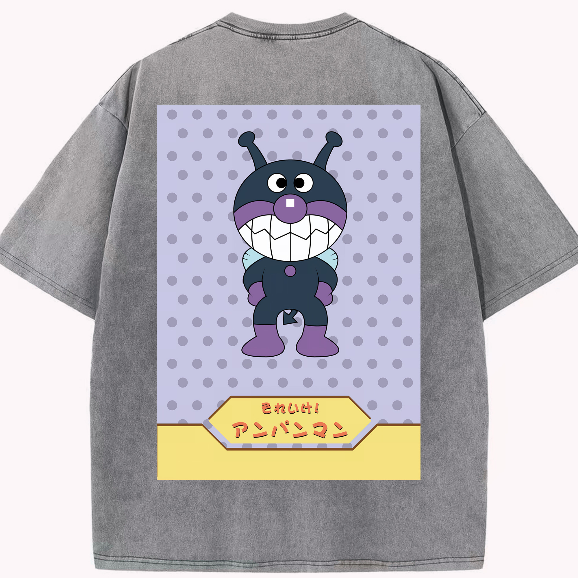 （画像用） アンパンマン Anpanman 綿100% ヴィンテージ風 半袖Tシャツ（背面プリント）