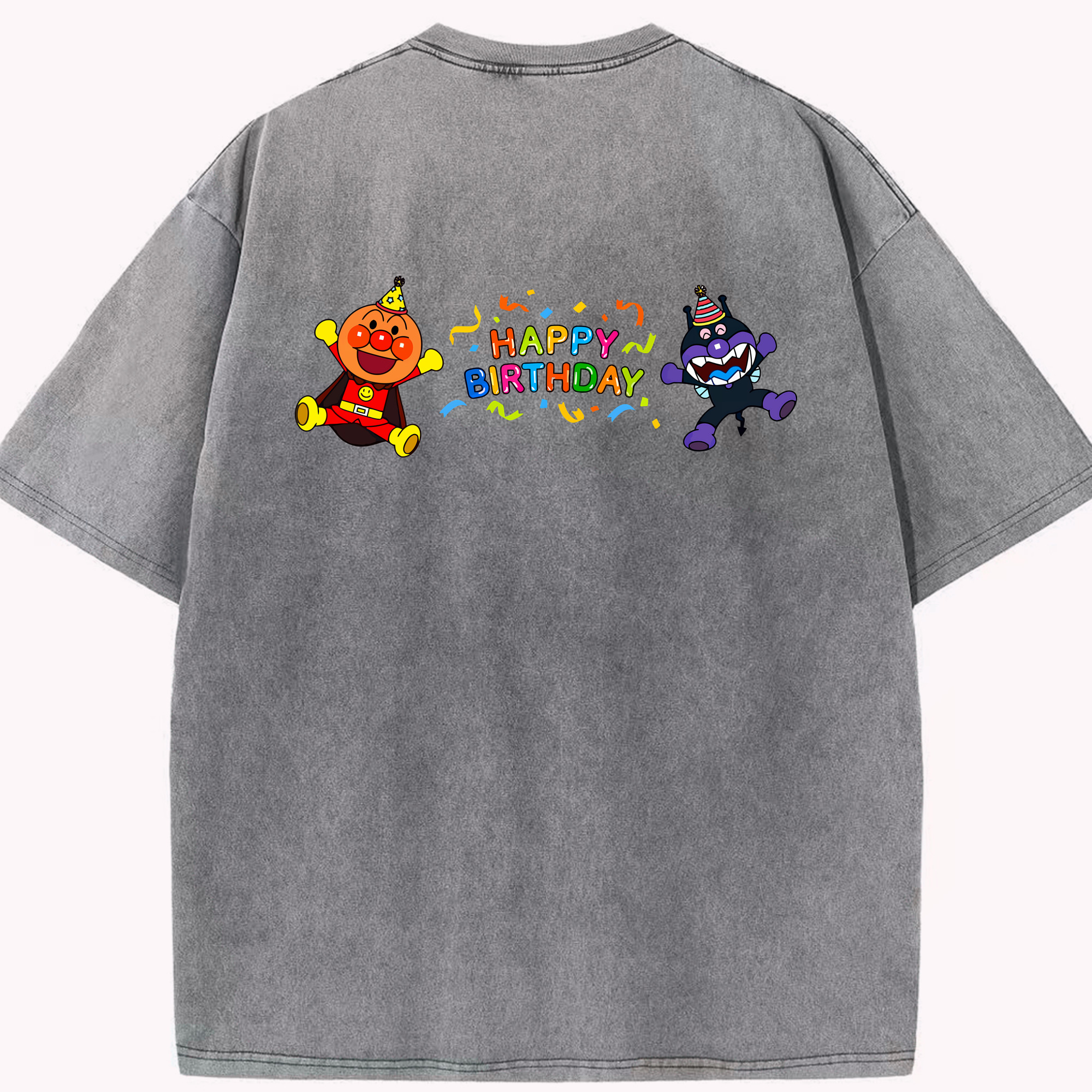 （画像用） アンパンマン Anpanman 綿100% ヴィンテージ風 半袖Tシャツ（背面プリント）