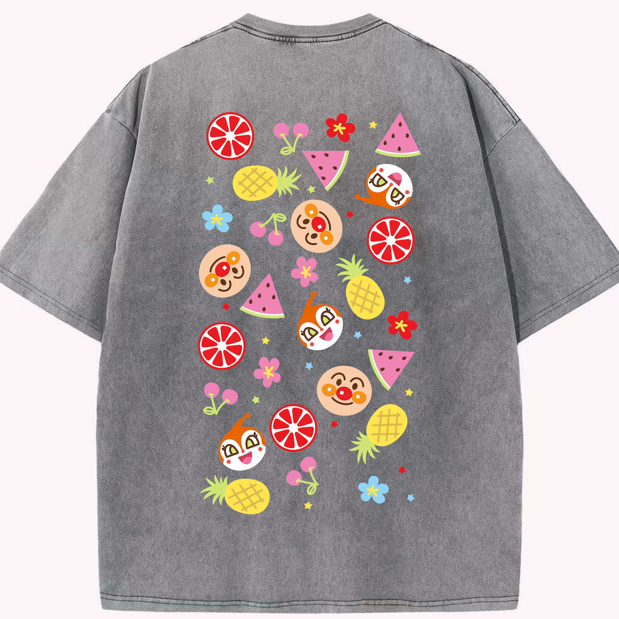 （画像用） アンパンマン Anpanman 綿100% ヴィンテージ風 半袖Tシャツ（背面プリント）