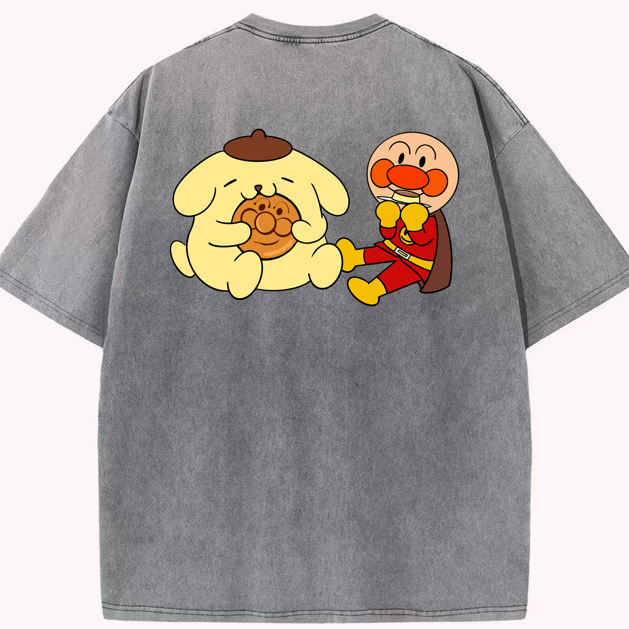 （画像用） アンパンマン Anpanman 綿100% ヴィンテージ風 半袖Tシャツ（背面プリント）