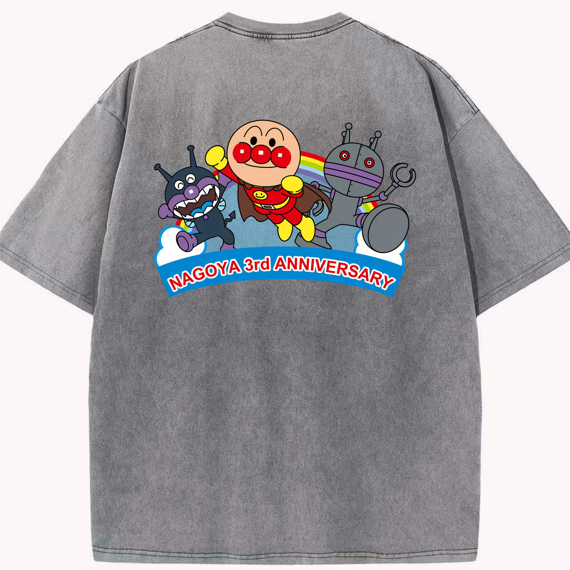 （画像用） アンパンマン Anpanman 綿100% ヴィンテージ風 半袖Tシャツ（背面プリント）