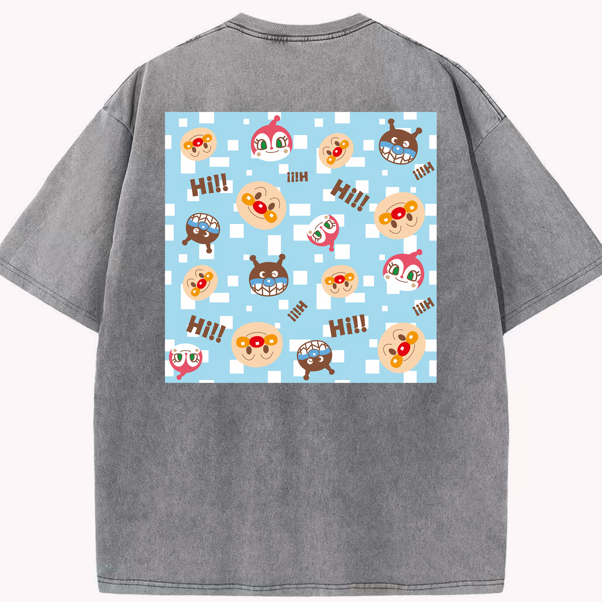 （画像用） アンパンマン Anpanman 綿100% ヴィンテージ風 半袖Tシャツ（背面プリント）