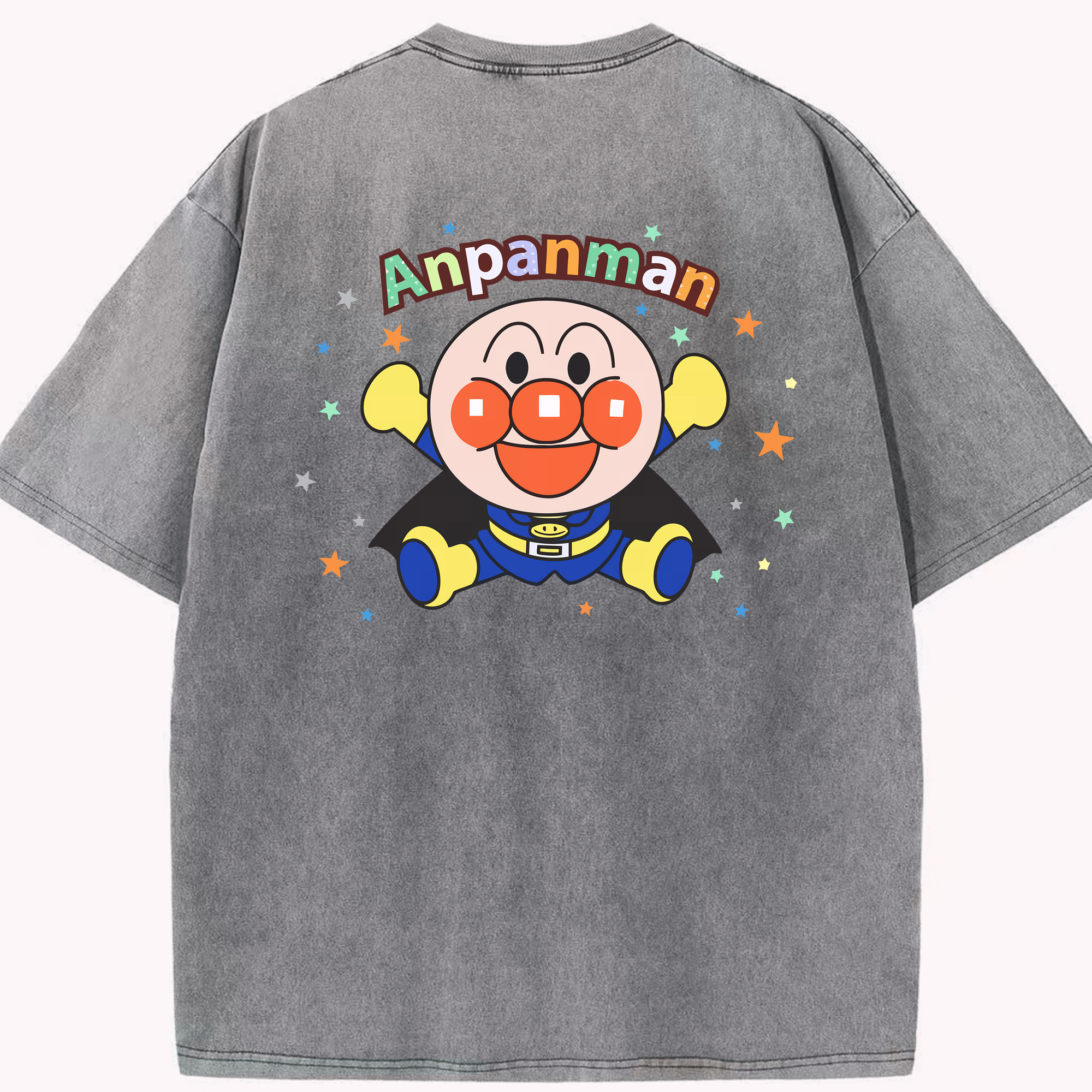 （画像用） アンパンマン Anpanman 綿100% ヴィンテージ風 半袖Tシャツ（背面プリント）