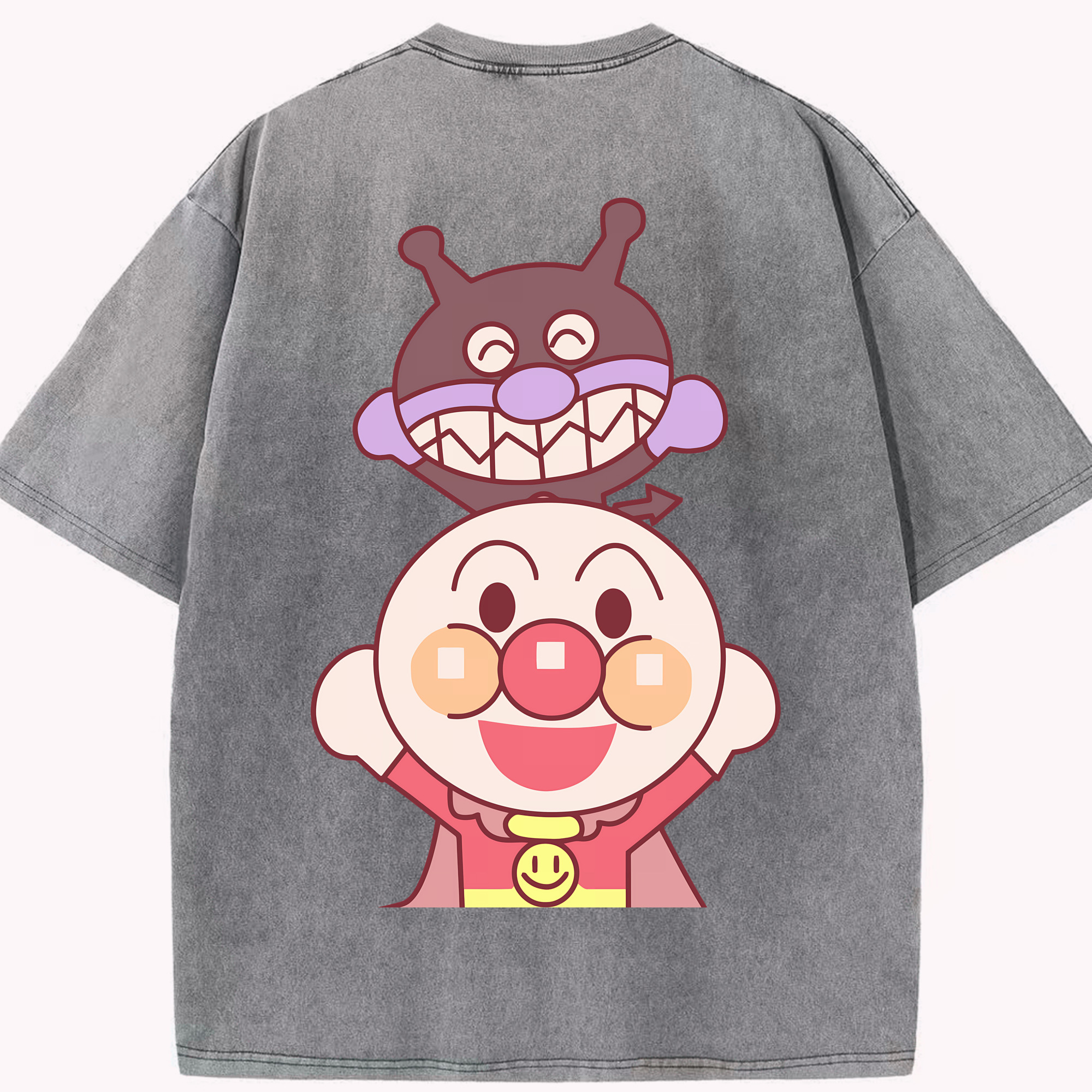 （画像用） アンパンマン Anpanman 綿100% ヴィンテージ風 半袖Tシャツ（背面プリント）