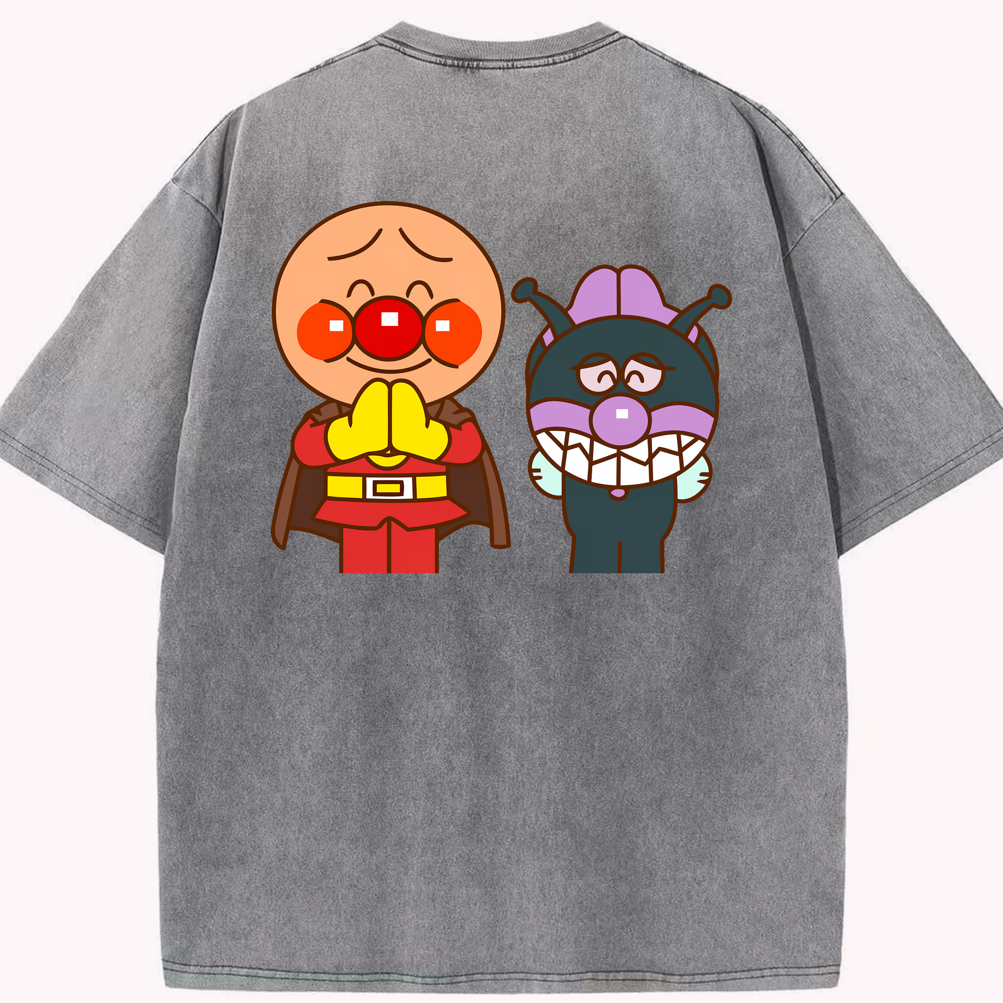 （画像用） アンパンマン Anpanman 綿100% ヴィンテージ風 半袖Tシャツ（背面プリント）