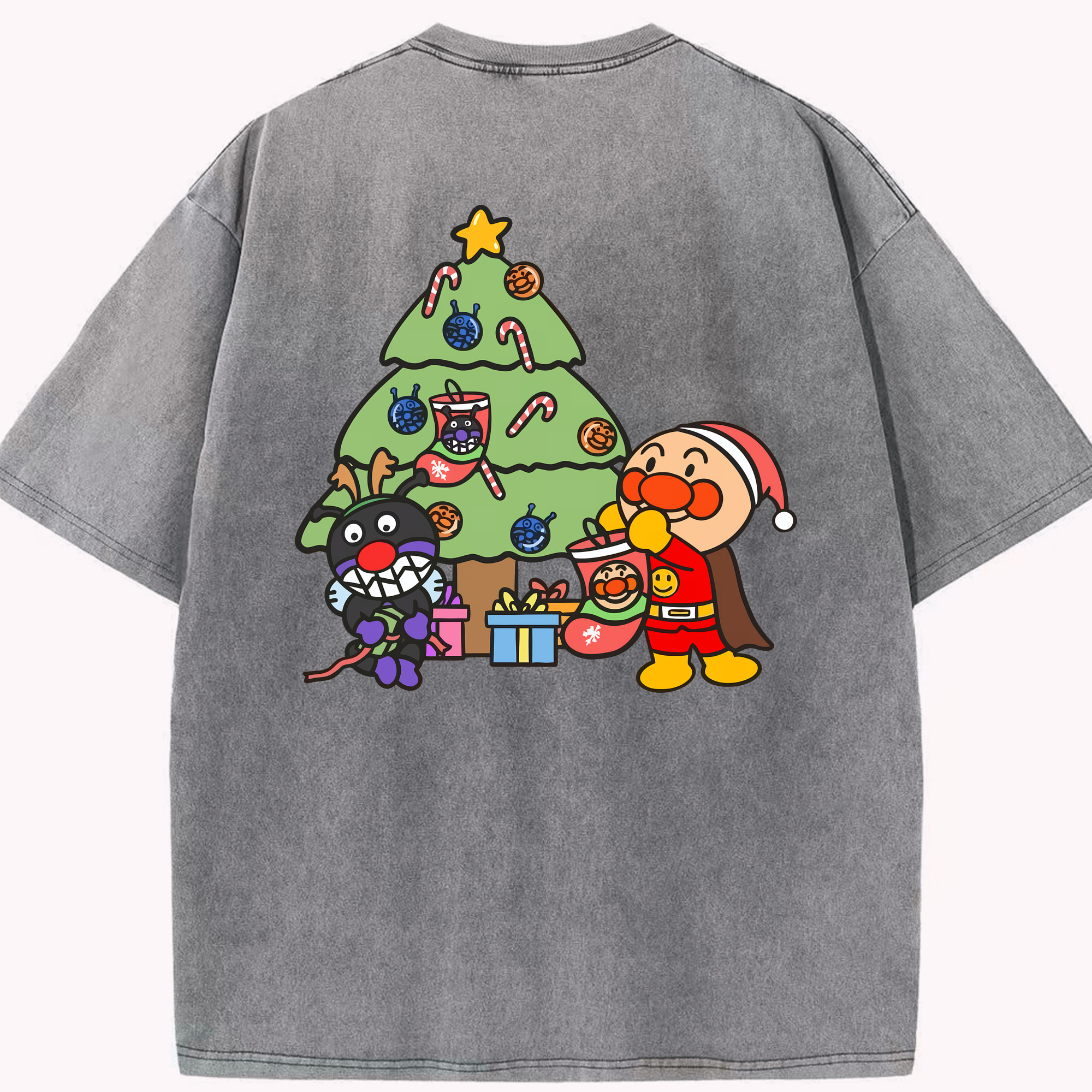 （画像用） アンパンマン Anpanman 綿100% ヴィンテージ風 半袖Tシャツ（背面プリント）