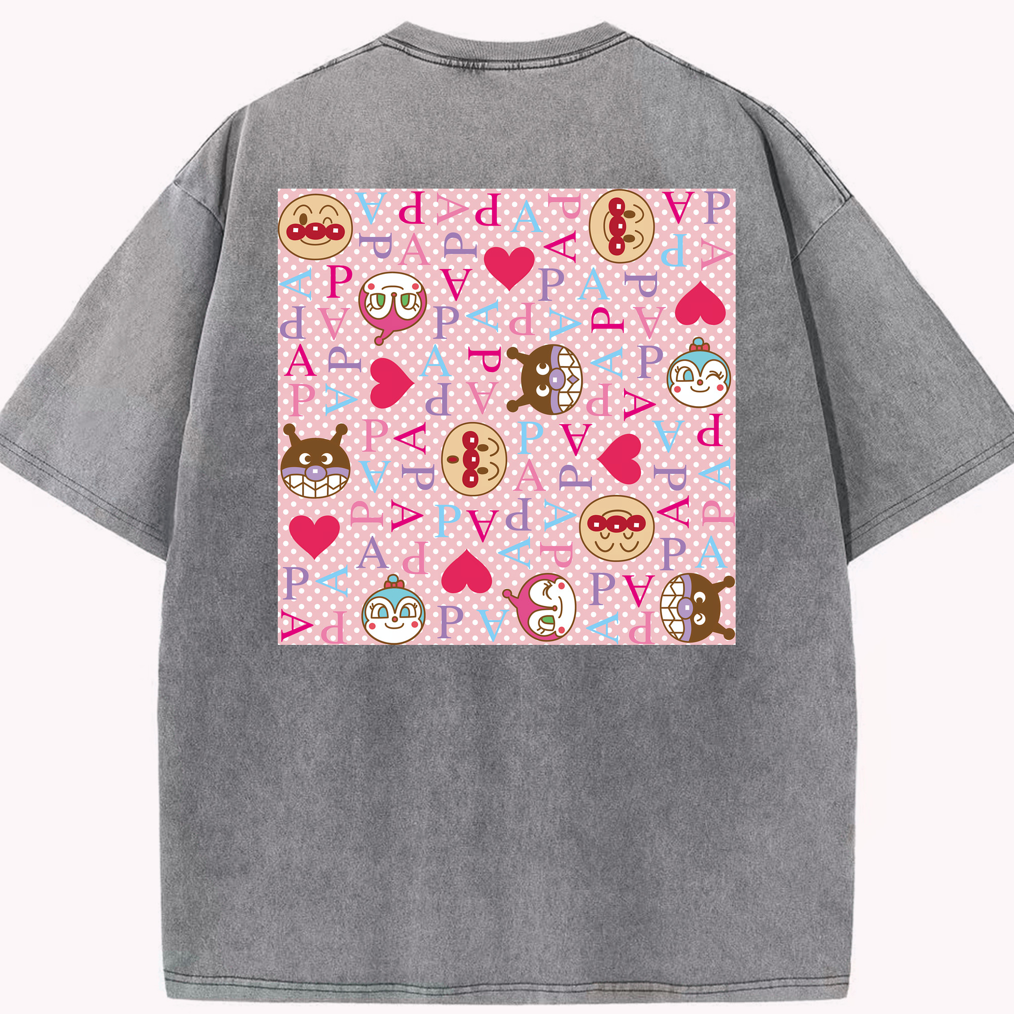 （画像用） アンパンマン Anpanman 綿100% ヴィンテージ風 半袖Tシャツ（背面プリント）