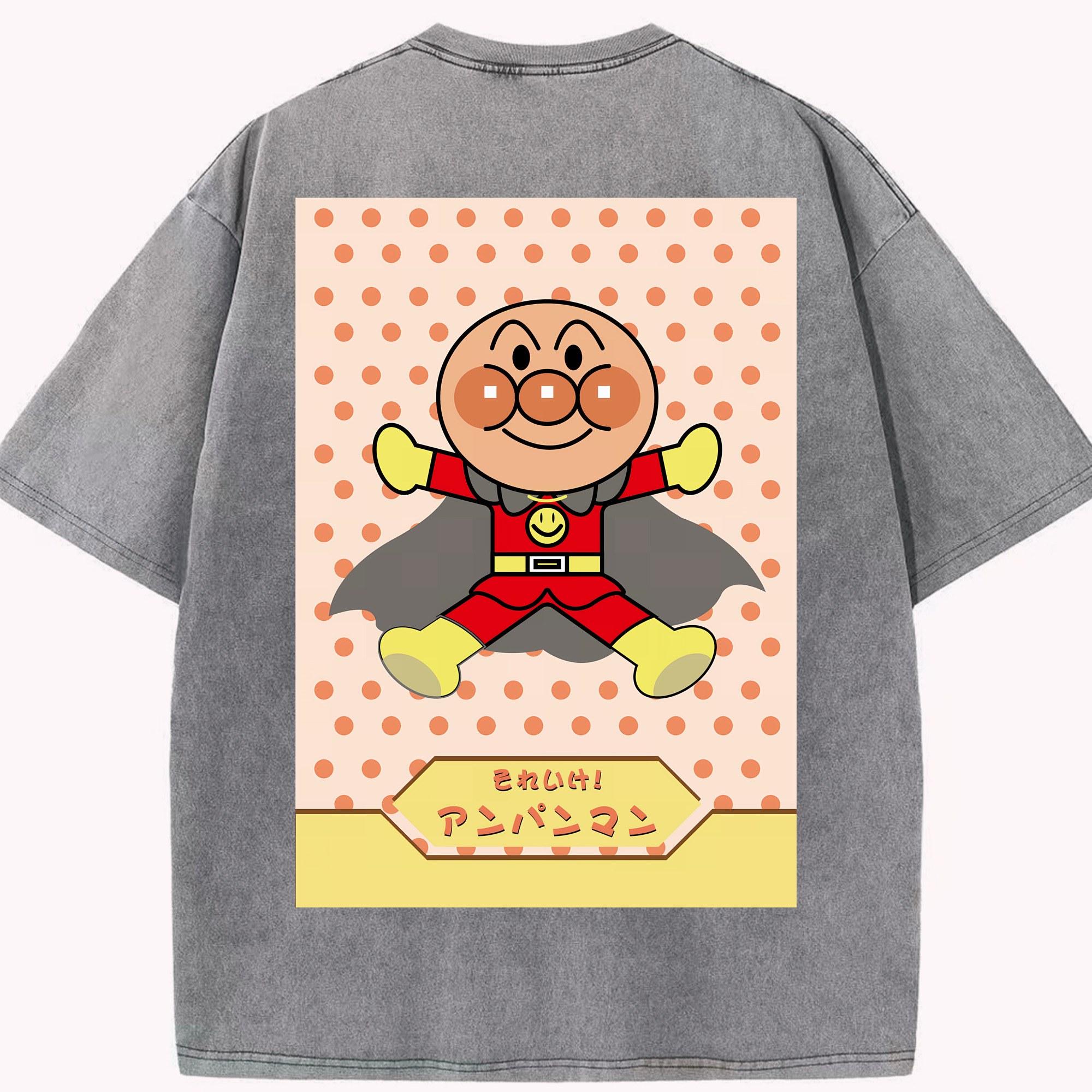 （画像用） アンパンマン Anpanman 綿100% ヴィンテージ風 半袖Tシャツ（背面プリント）