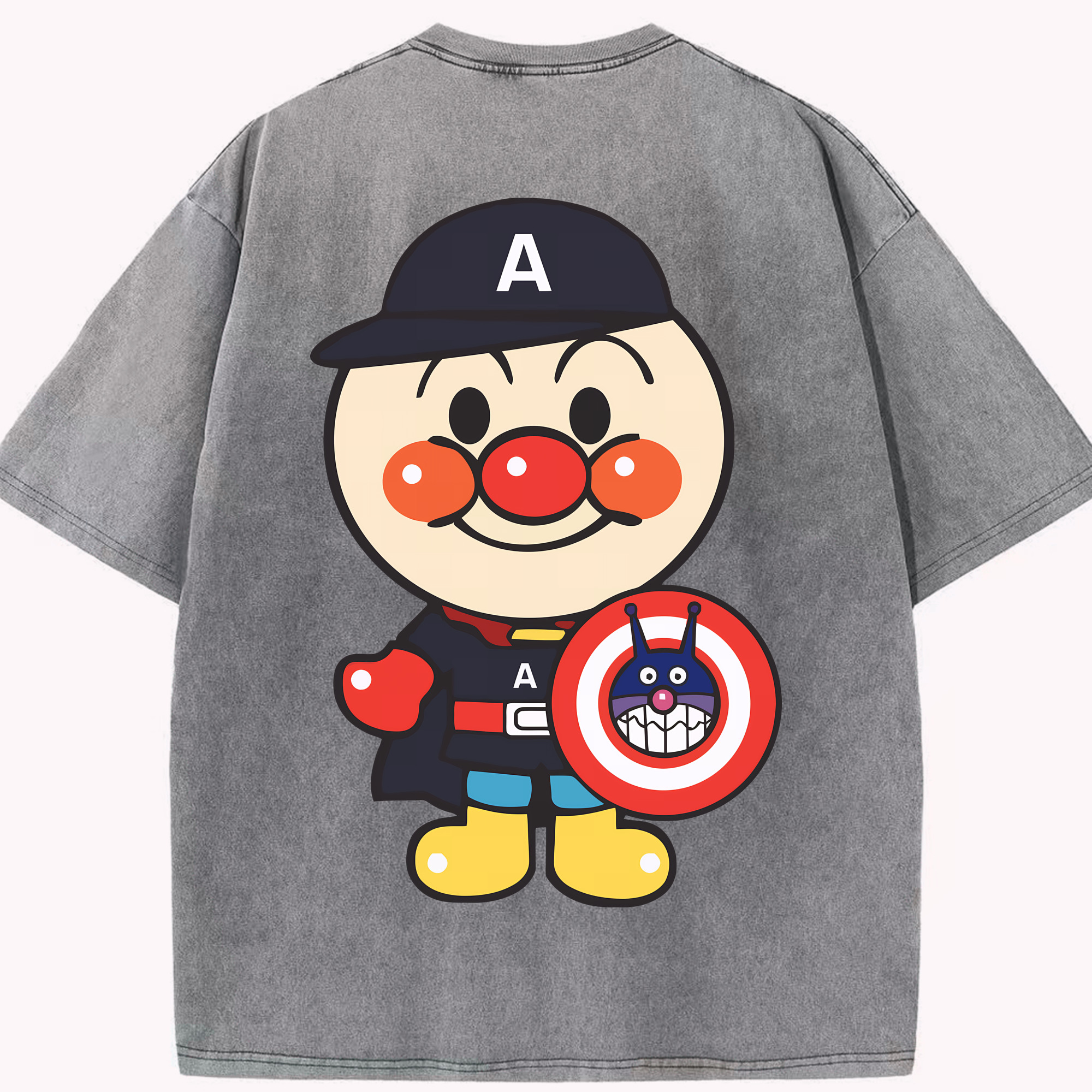 （画像用） アンパンマン Anpanman 綿100% ヴィンテージ風 半袖Tシャツ（背面プリント）