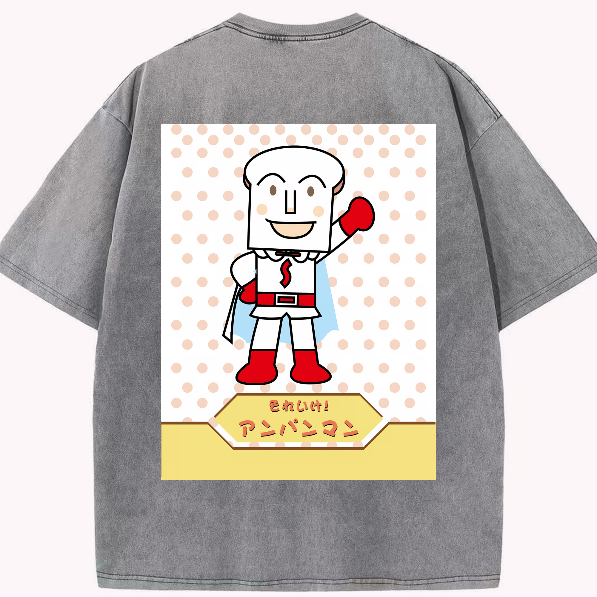 （画像用） アンパンマン Anpanman 綿100% ヴィンテージ風 半袖Tシャツ（背面プリント）
