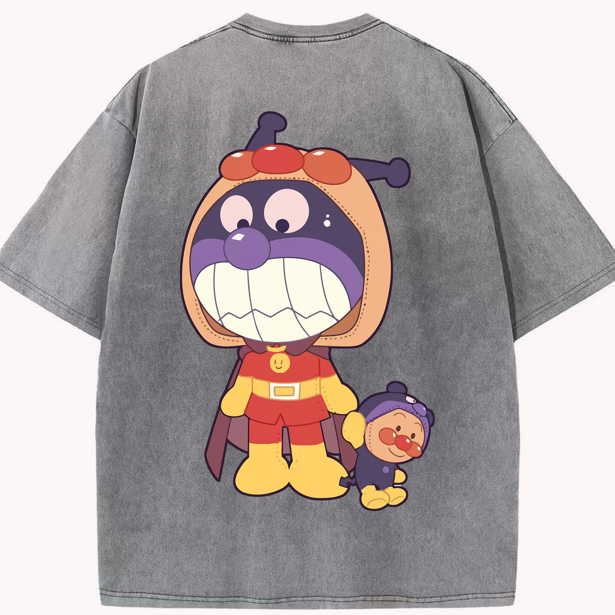 （画像用） アンパンマン Anpanman 綿100% ヴィンテージ風 半袖Tシャツ（背面プリント）