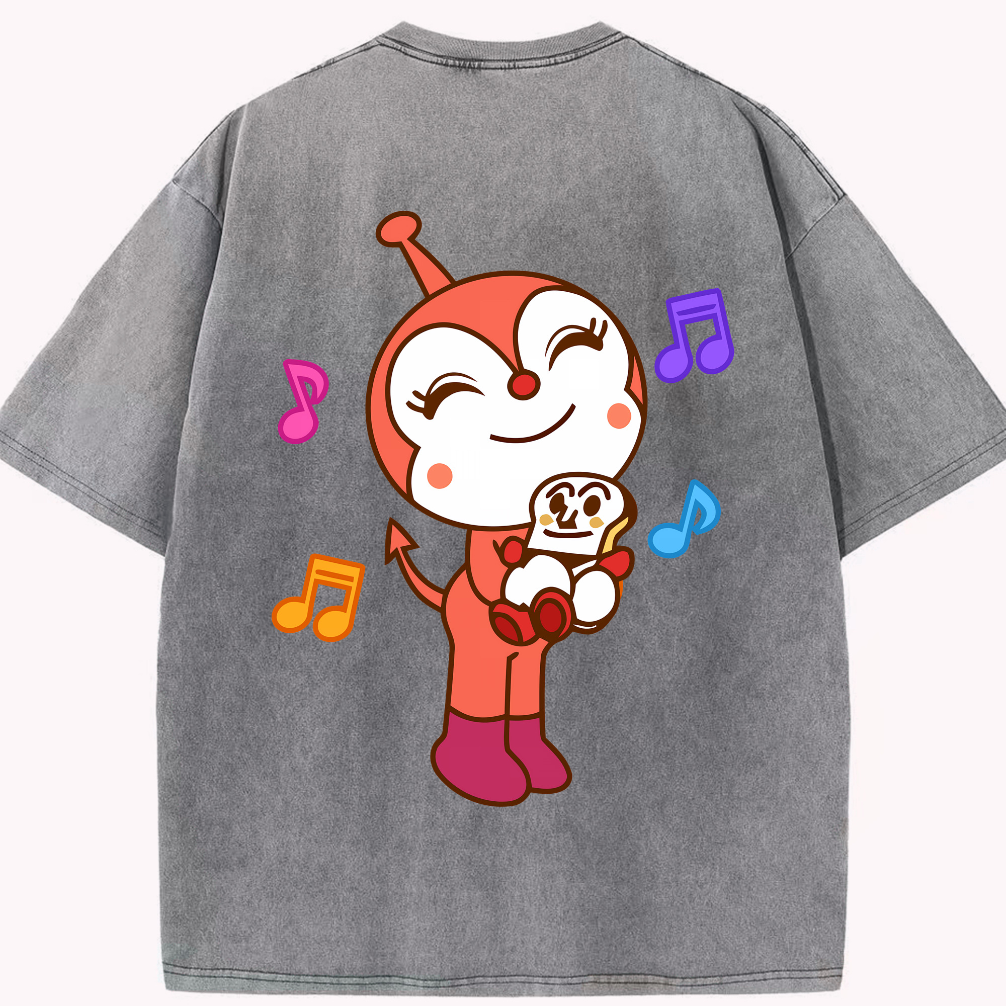（画像用） アンパンマン Anpanman 綿100% ヴィンテージ風 半袖Tシャツ（背面プリント）