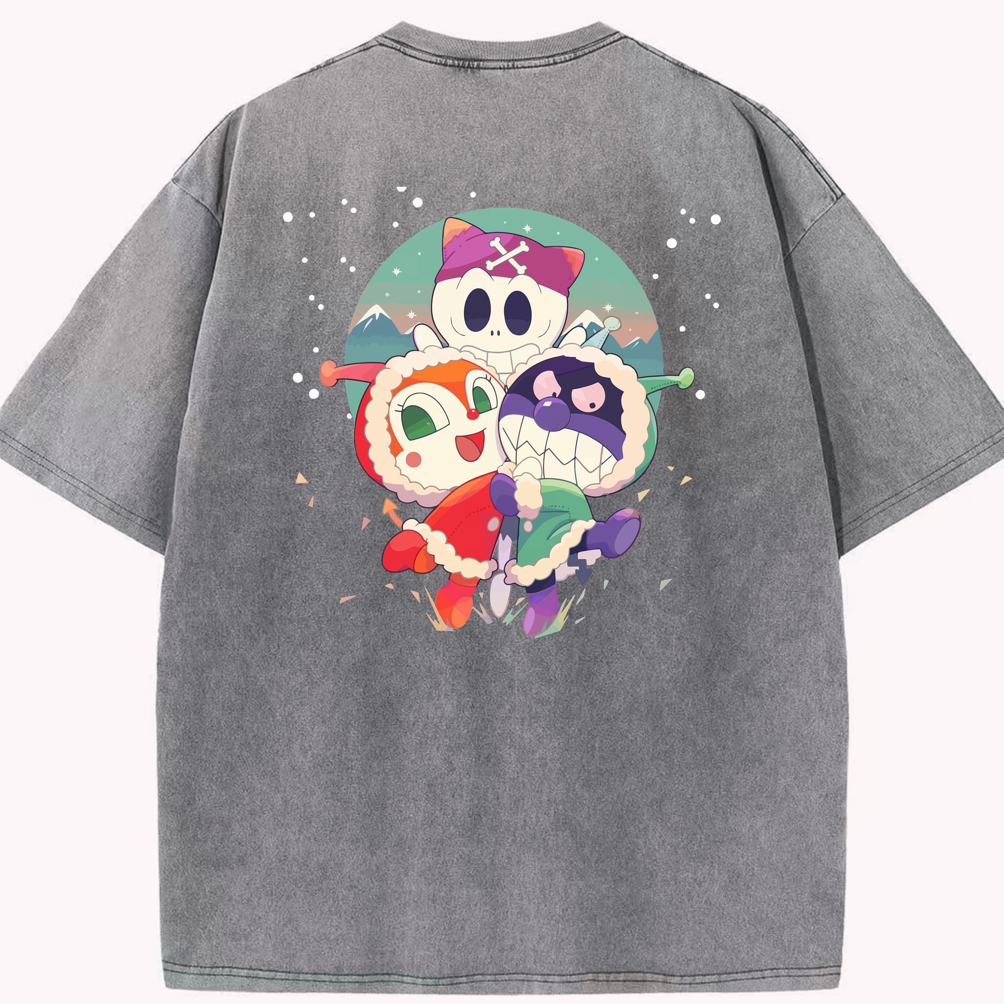 （画像用） アンパンマン Anpanman 綿100% ヴィンテージ風 半袖Tシャツ（背面プリント）