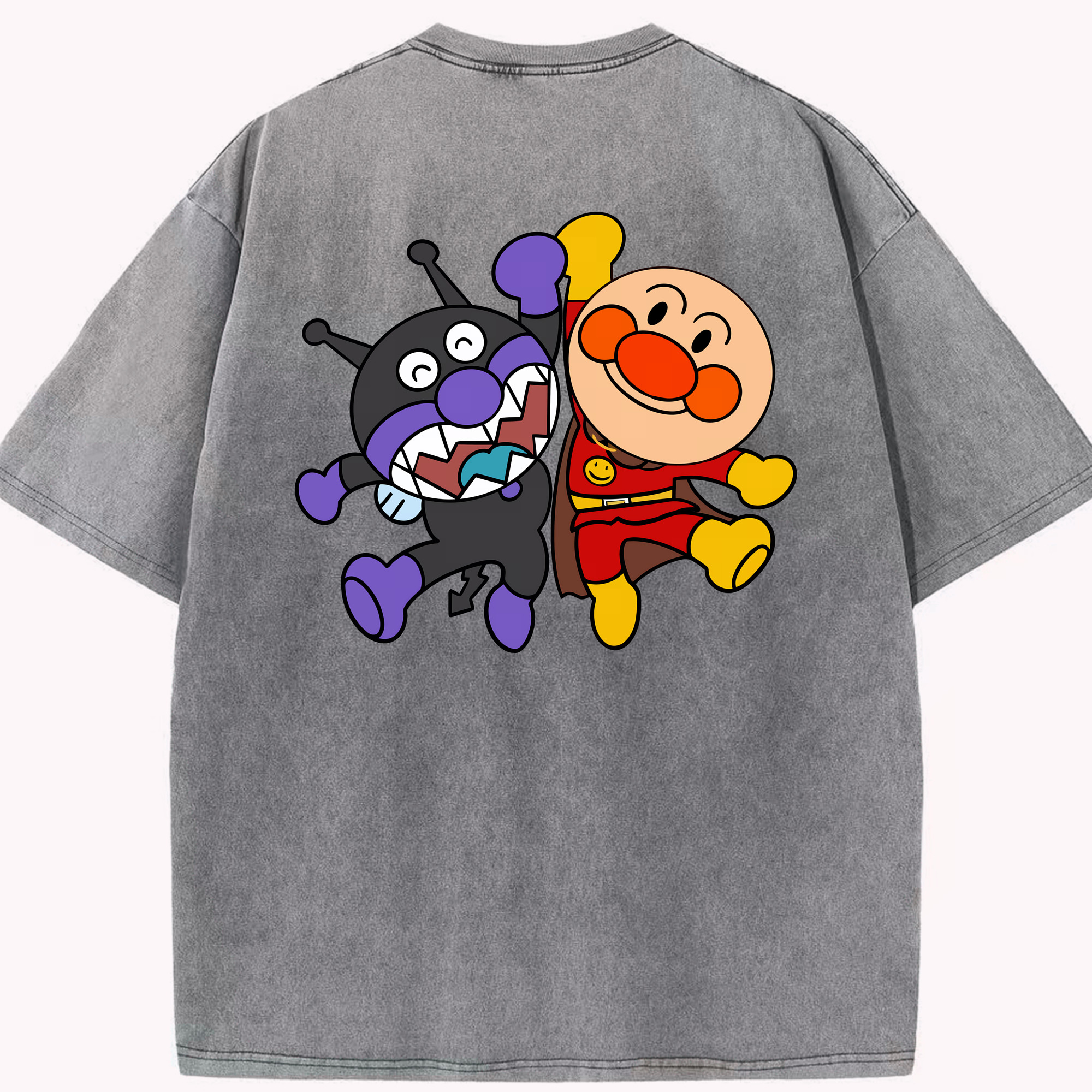 （画像用） アンパンマン Anpanman 綿100% ヴィンテージ風 半袖Tシャツ（背面プリント）