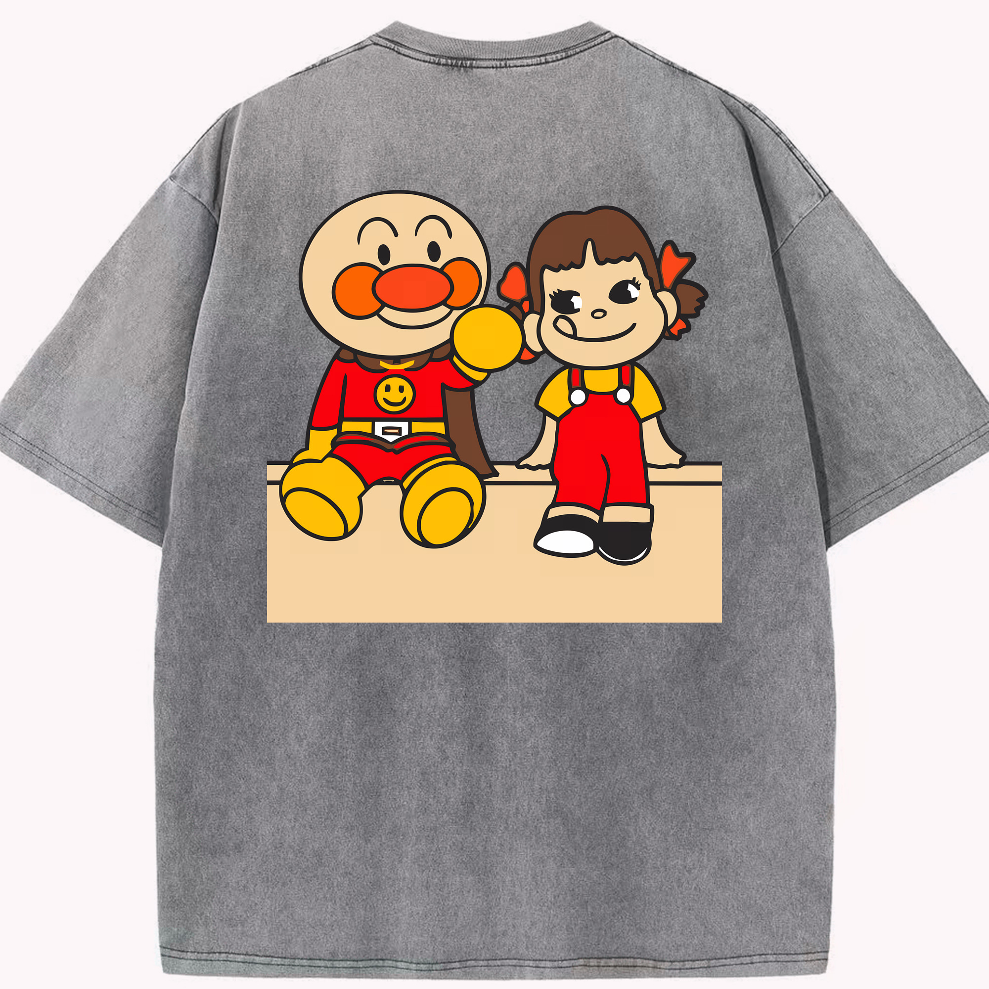 （画像用） アンパンマン Anpanman 綿100% ヴィンテージ風 半袖Tシャツ（背面プリント）