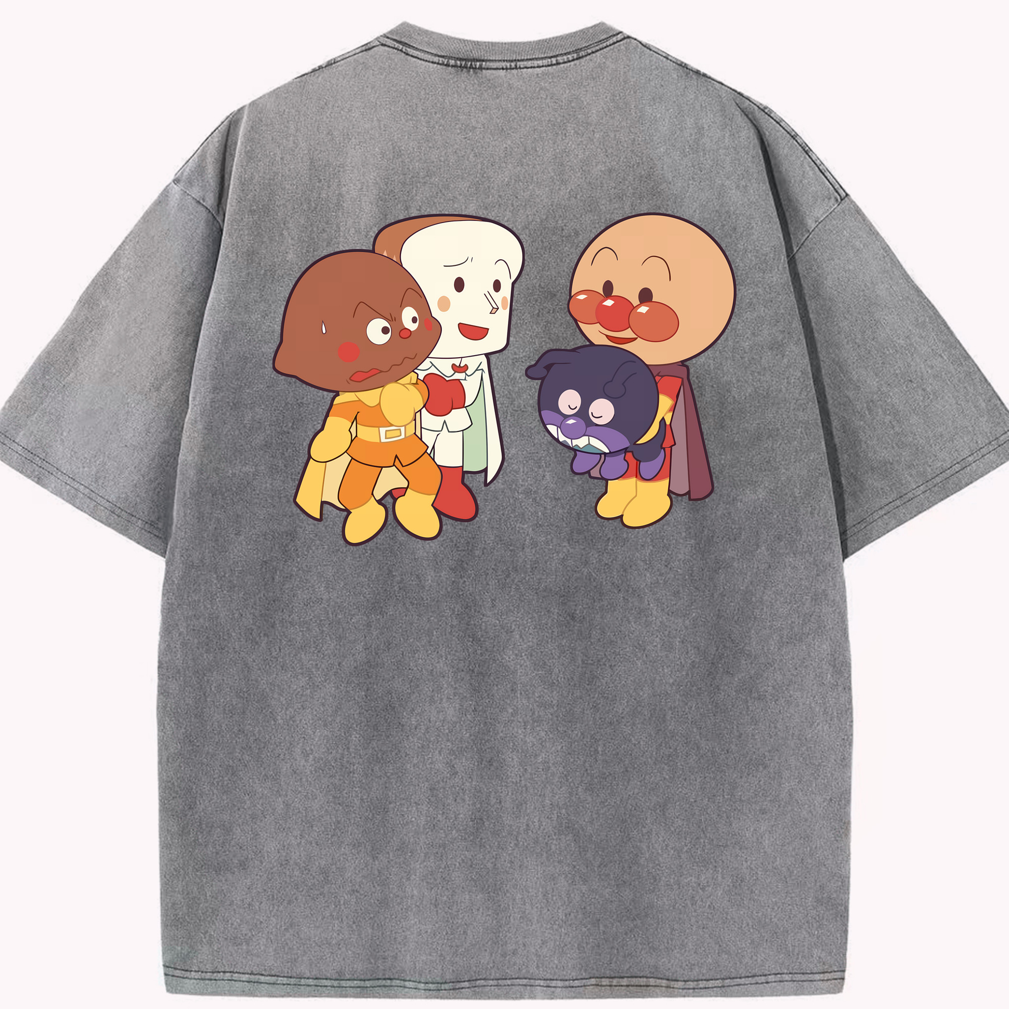 （画像用） アンパンマン Anpanman 綿100% ヴィンテージ風 半袖Tシャツ（背面プリント）