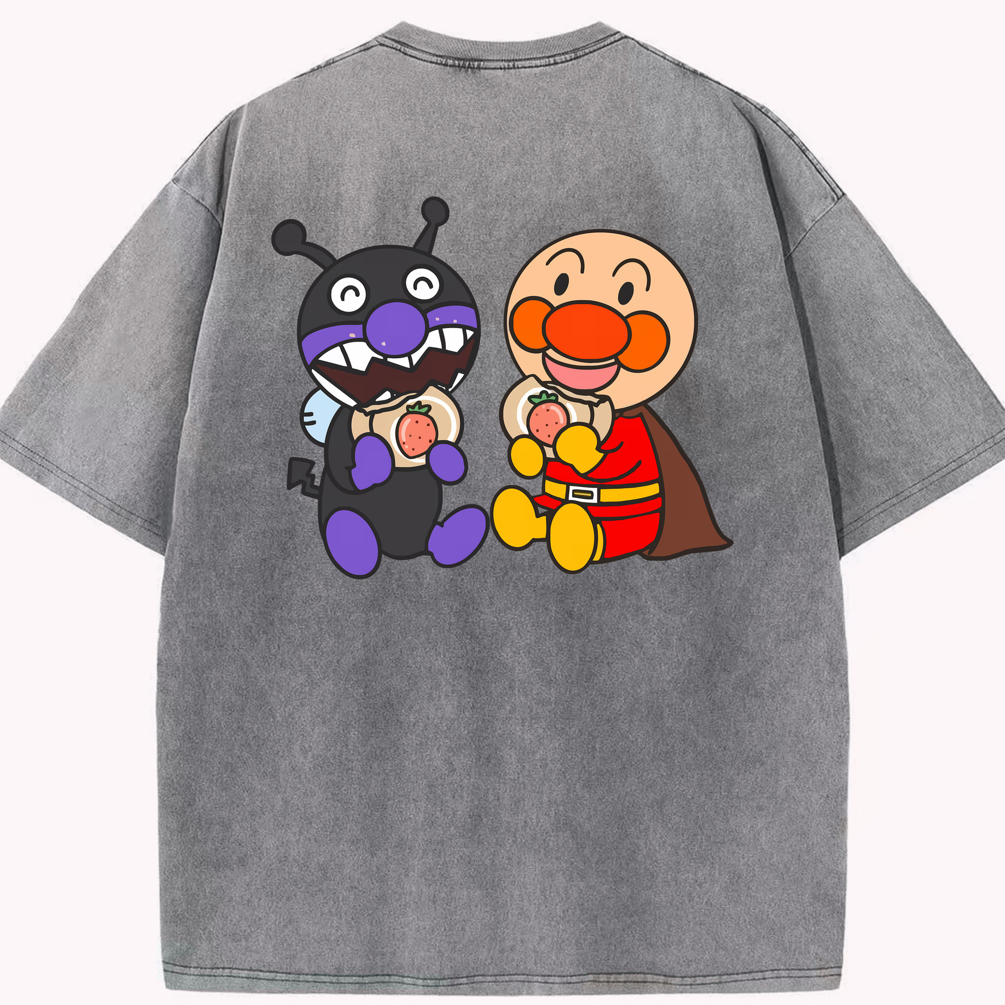 （画像用） アンパンマン Anpanman 綿100% ヴィンテージ風 半袖Tシャツ（背面プリント）