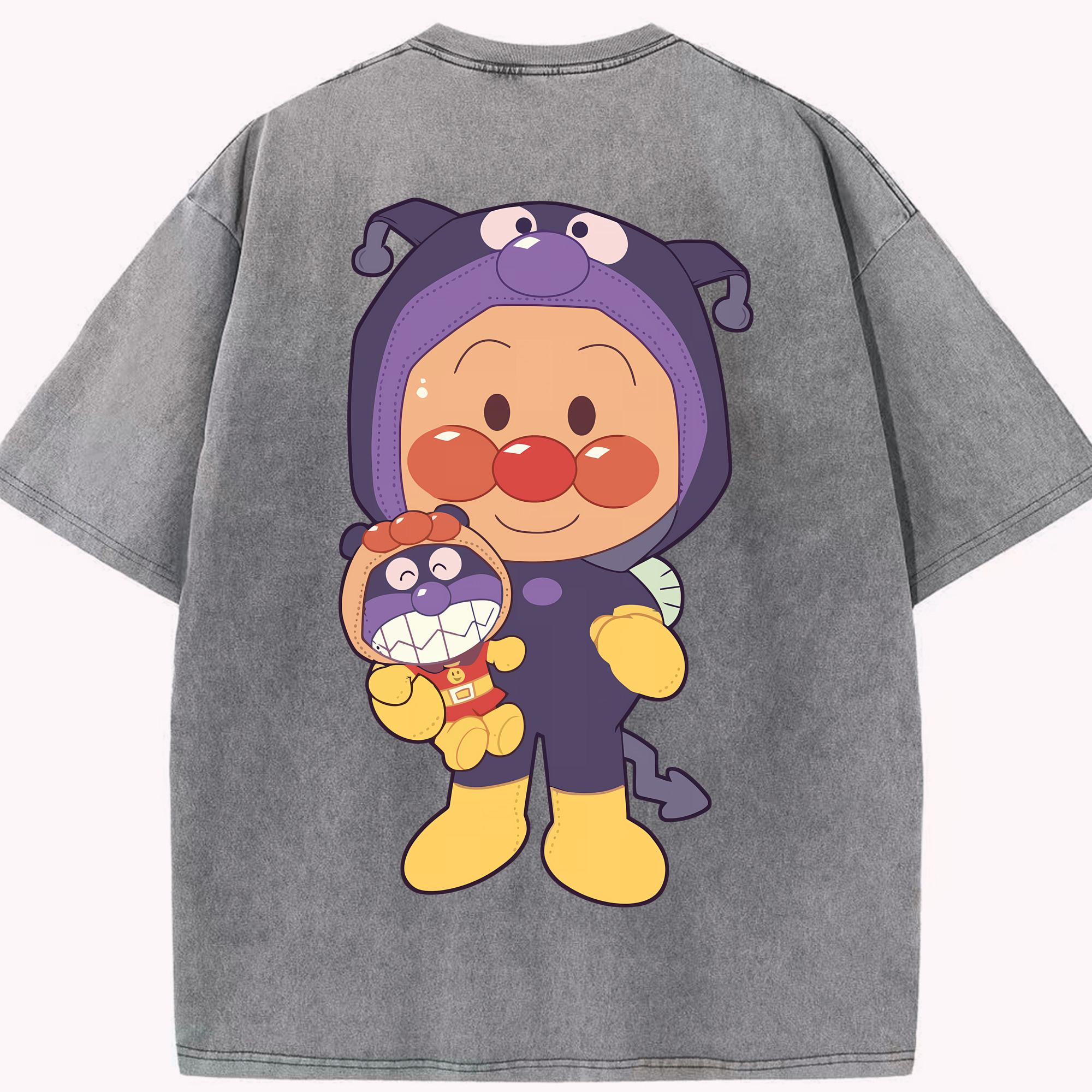 （画像用） アンパンマン Anpanman 綿100% ヴィンテージ風 半袖Tシャツ（背面プリント）