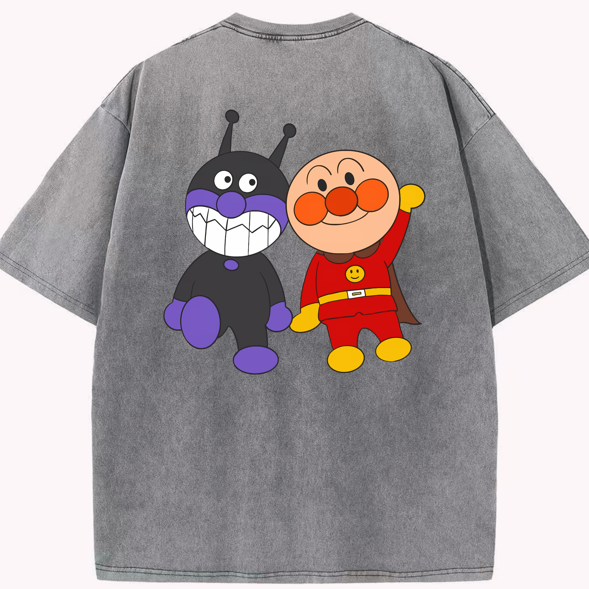 （画像用） アンパンマン Anpanman 綿100% ヴィンテージ風 半袖Tシャツ（背面プリント）