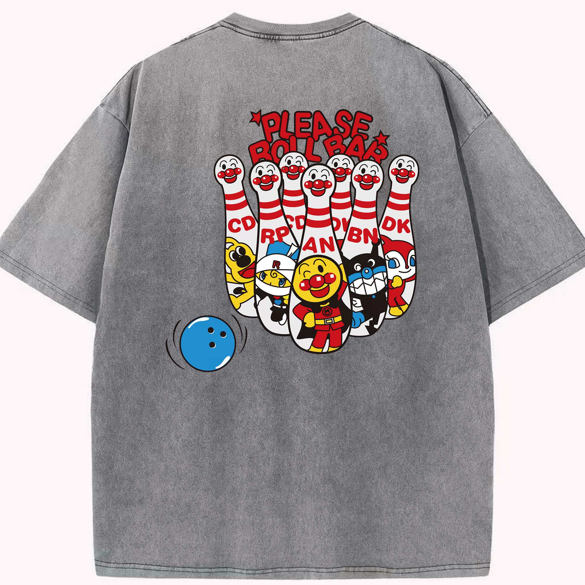（画像用） アンパンマン Anpanman 綿100% ヴィンテージ風 半袖Tシャツ（背面プリント）