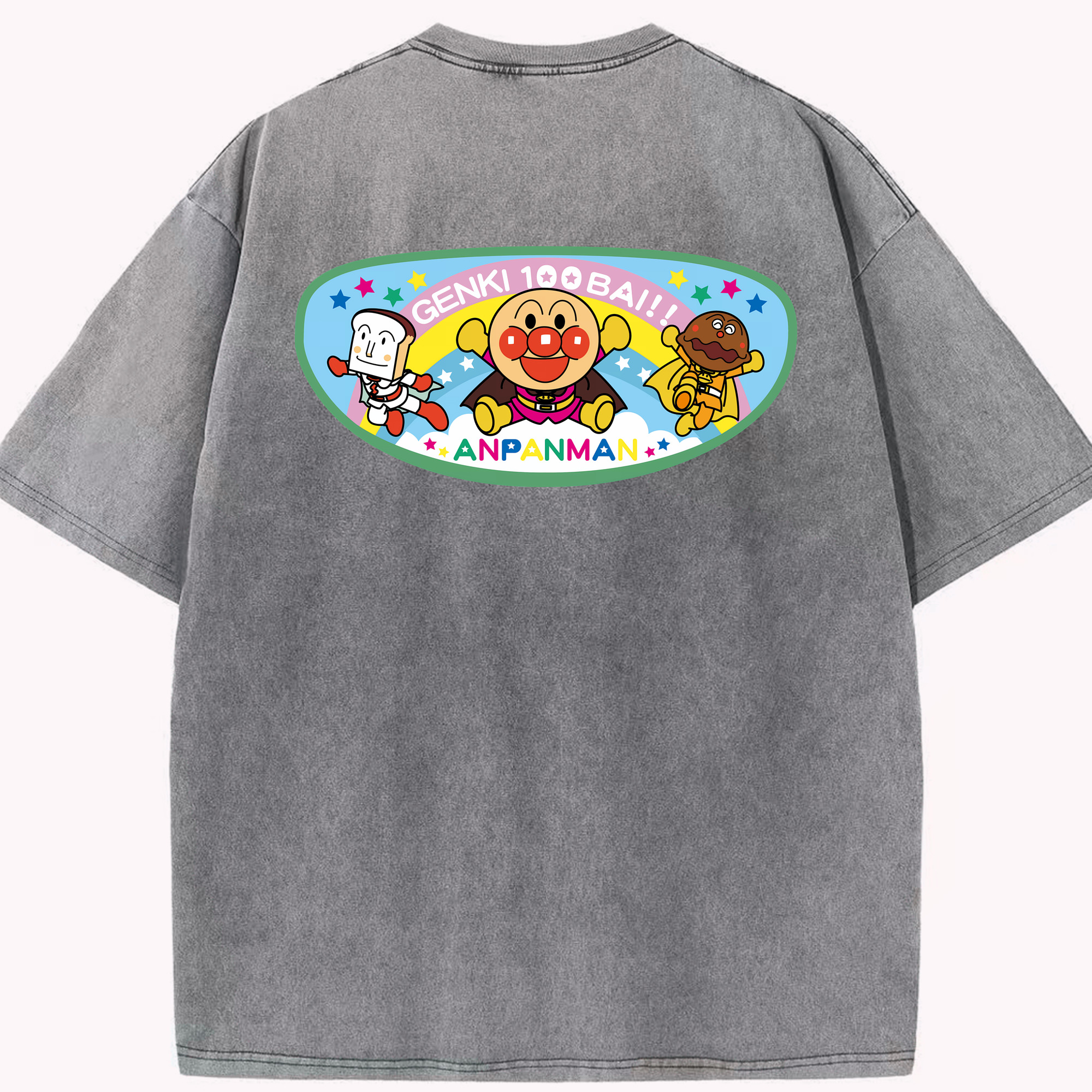 （画像用） アンパンマン Anpanman 綿100% ヴィンテージ風 半袖Tシャツ（背面プリント）