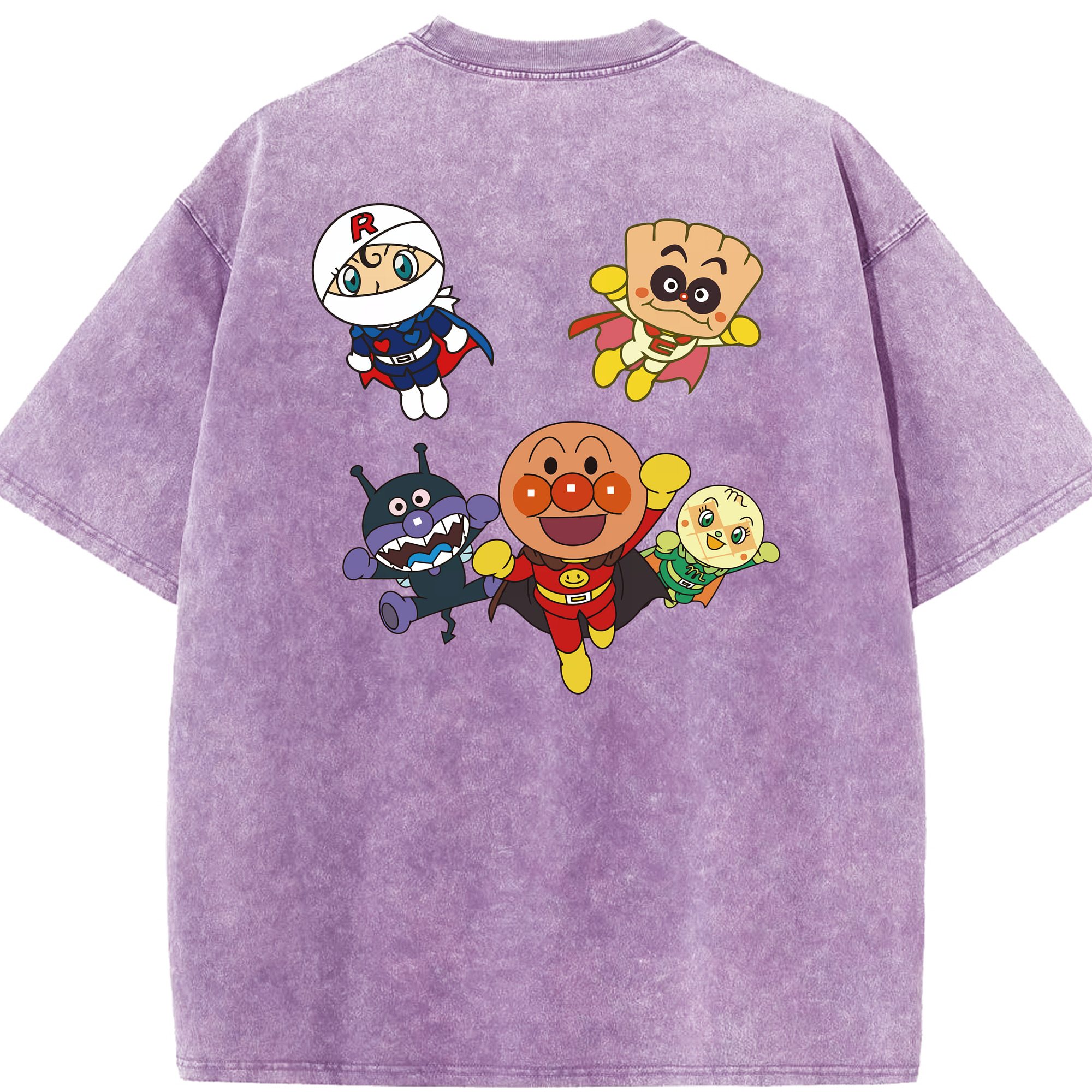（画像用） アンパンマン Anpanman 綿100% ヴィンテージ風 半袖Tシャツ（背面プリント）