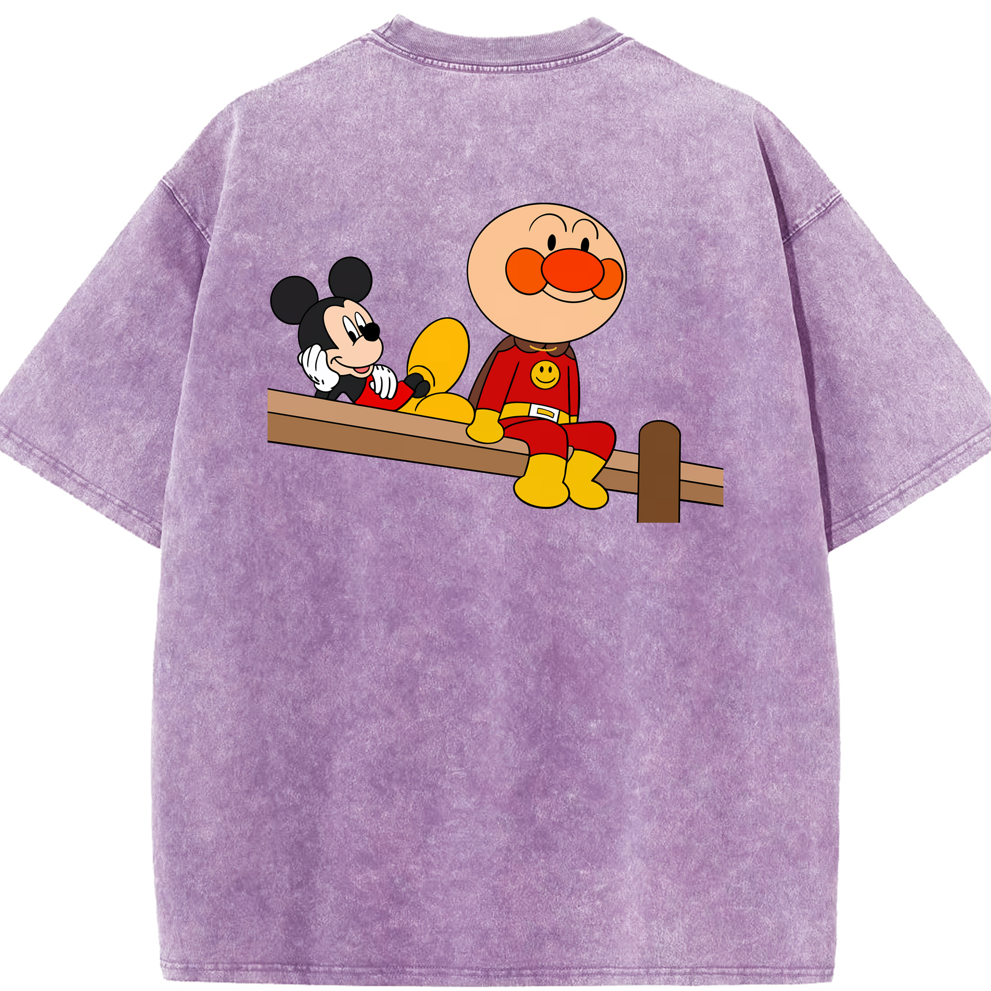 （画像用） アンパンマン Anpanman 綿100% ヴィンテージ風 半袖Tシャツ（背面プリント）
