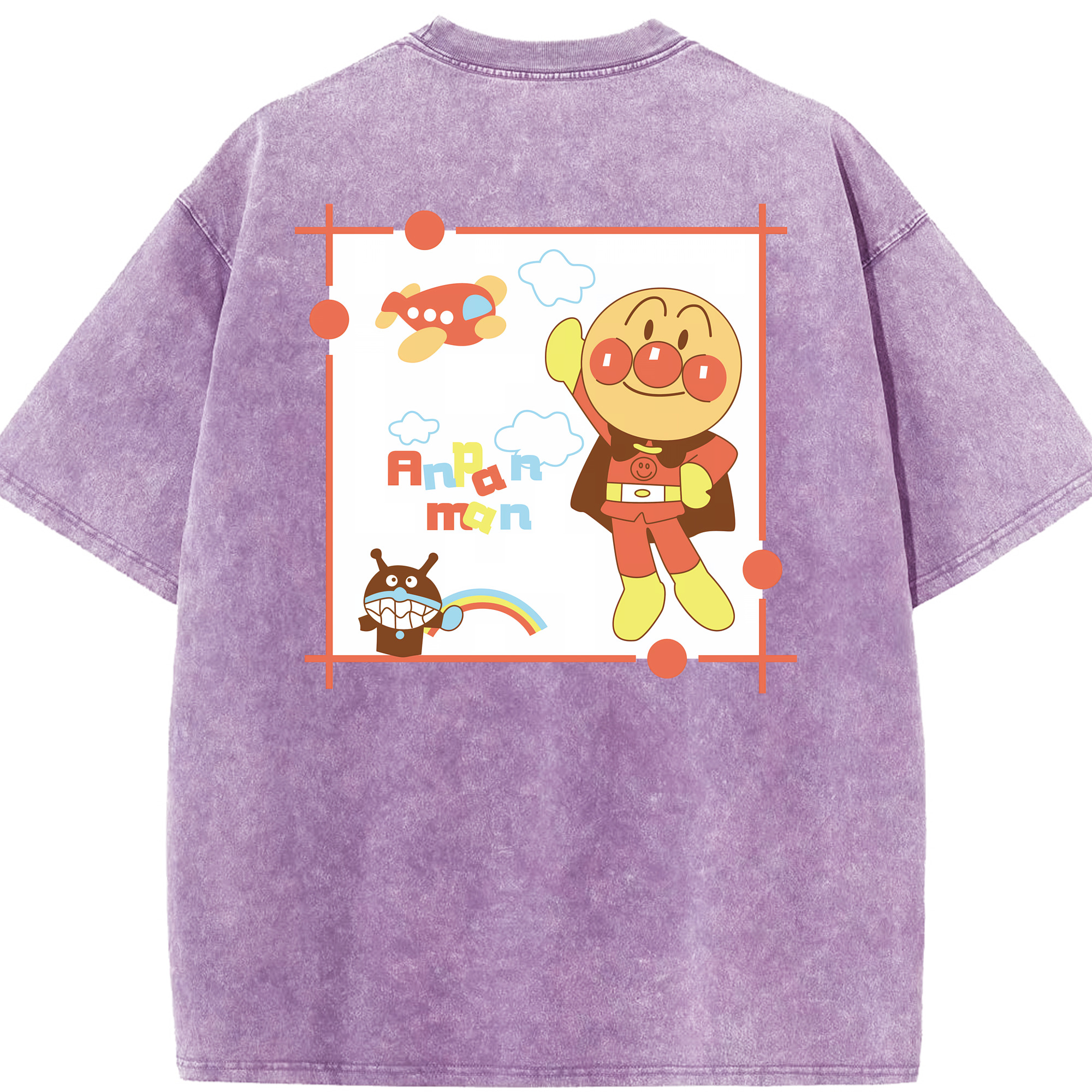 （画像用） アンパンマン Anpanman 綿100% ヴィンテージ風 半袖Tシャツ（背面プリント）