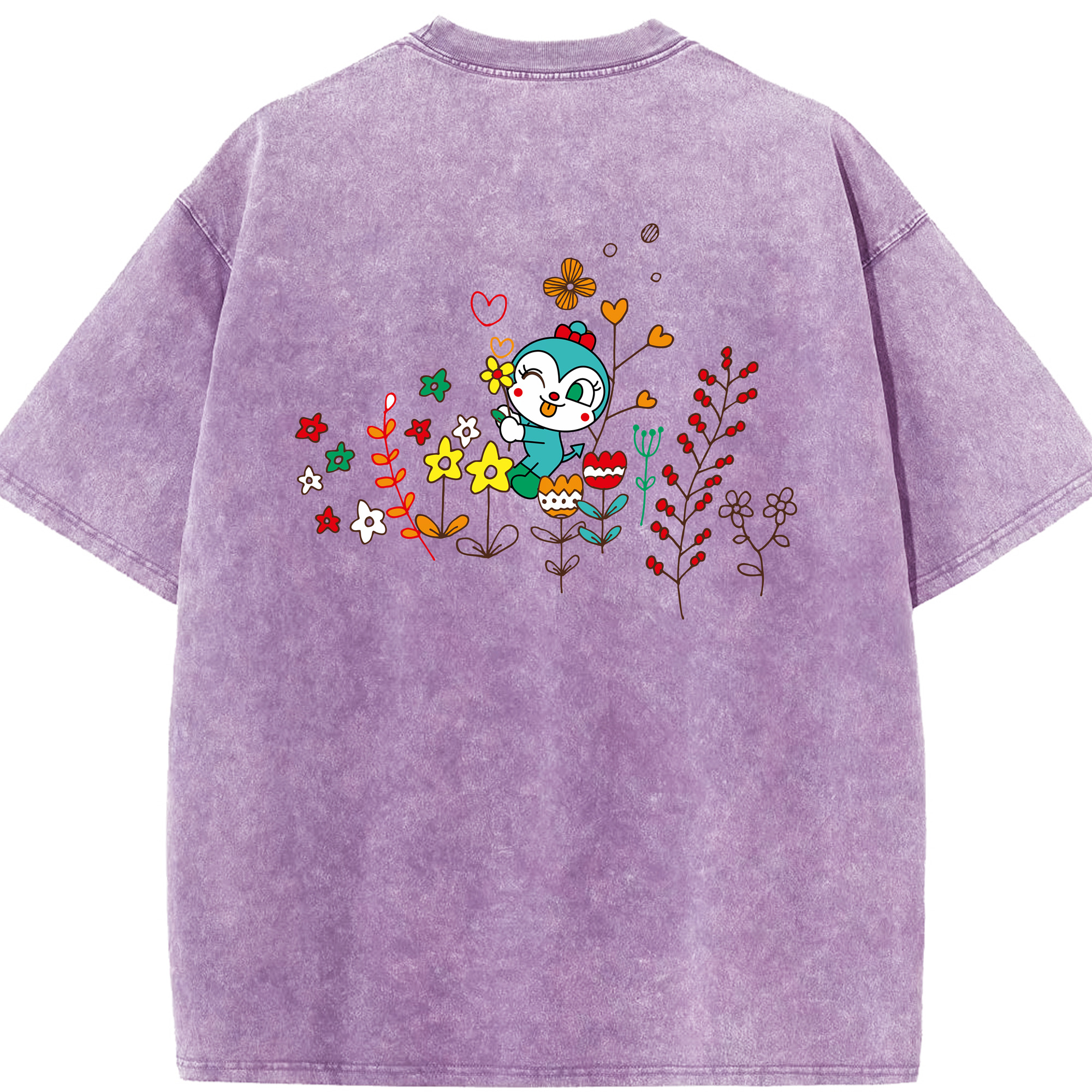 （画像用） アンパンマン Anpanman 綿100% ヴィンテージ風 半袖Tシャツ（背面プリント）