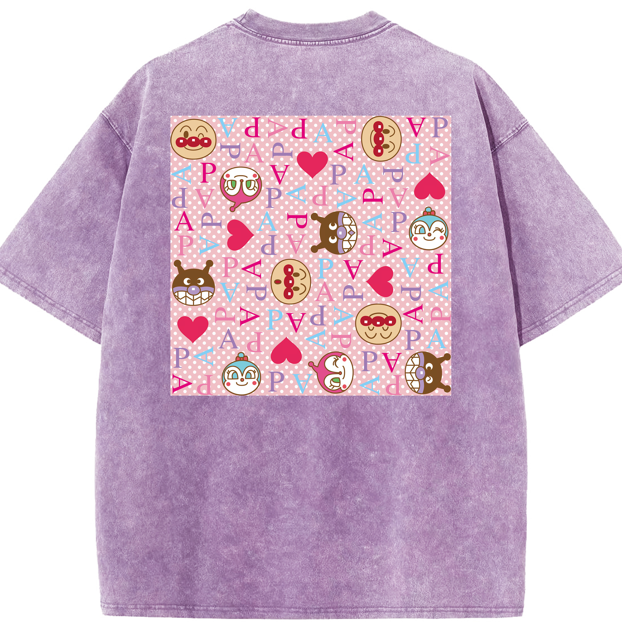 （画像用） アンパンマン Anpanman 綿100% ヴィンテージ風 半袖Tシャツ（背面プリント）