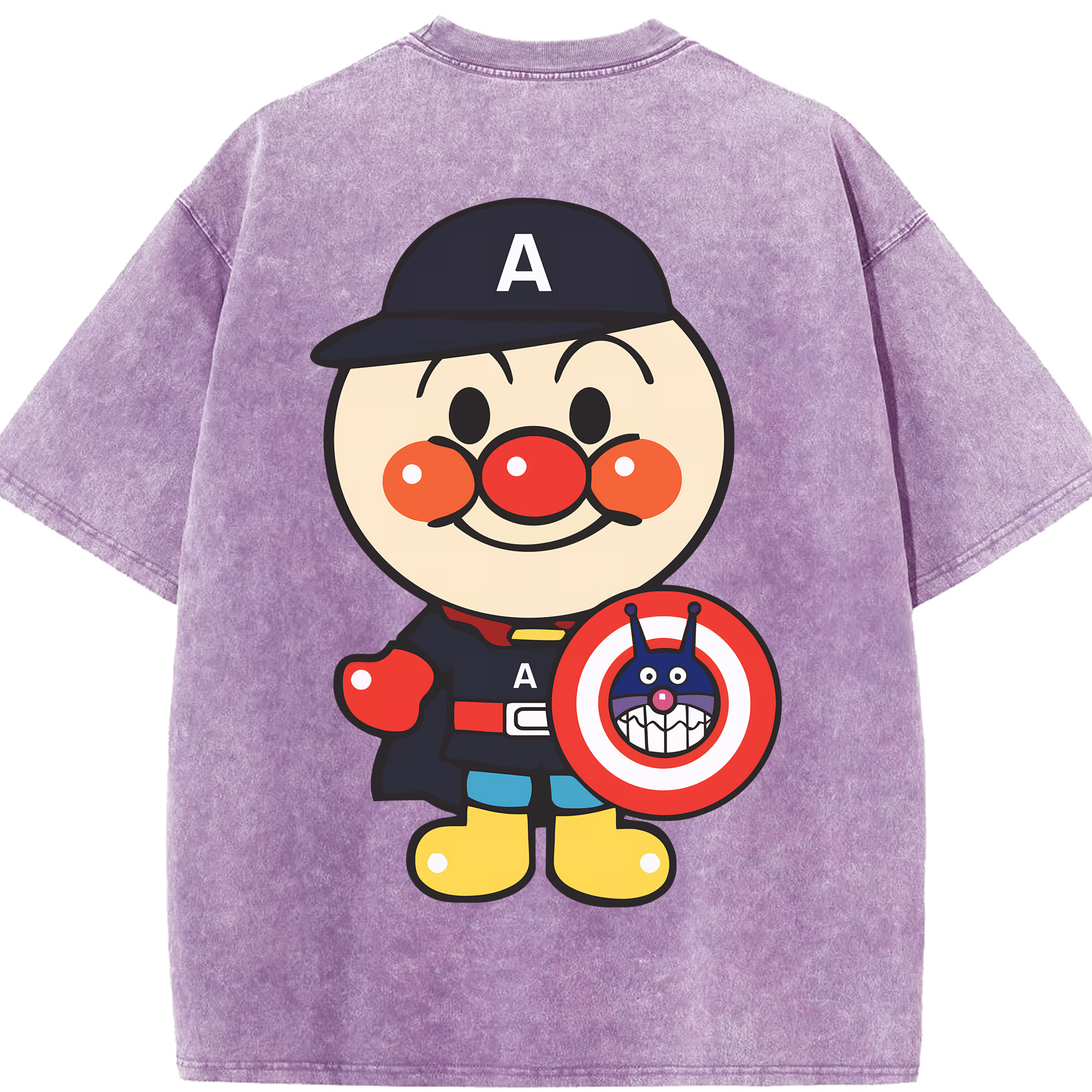 （画像用） アンパンマン Anpanman 綿100% ヴィンテージ風 半袖Tシャツ（背面プリント）